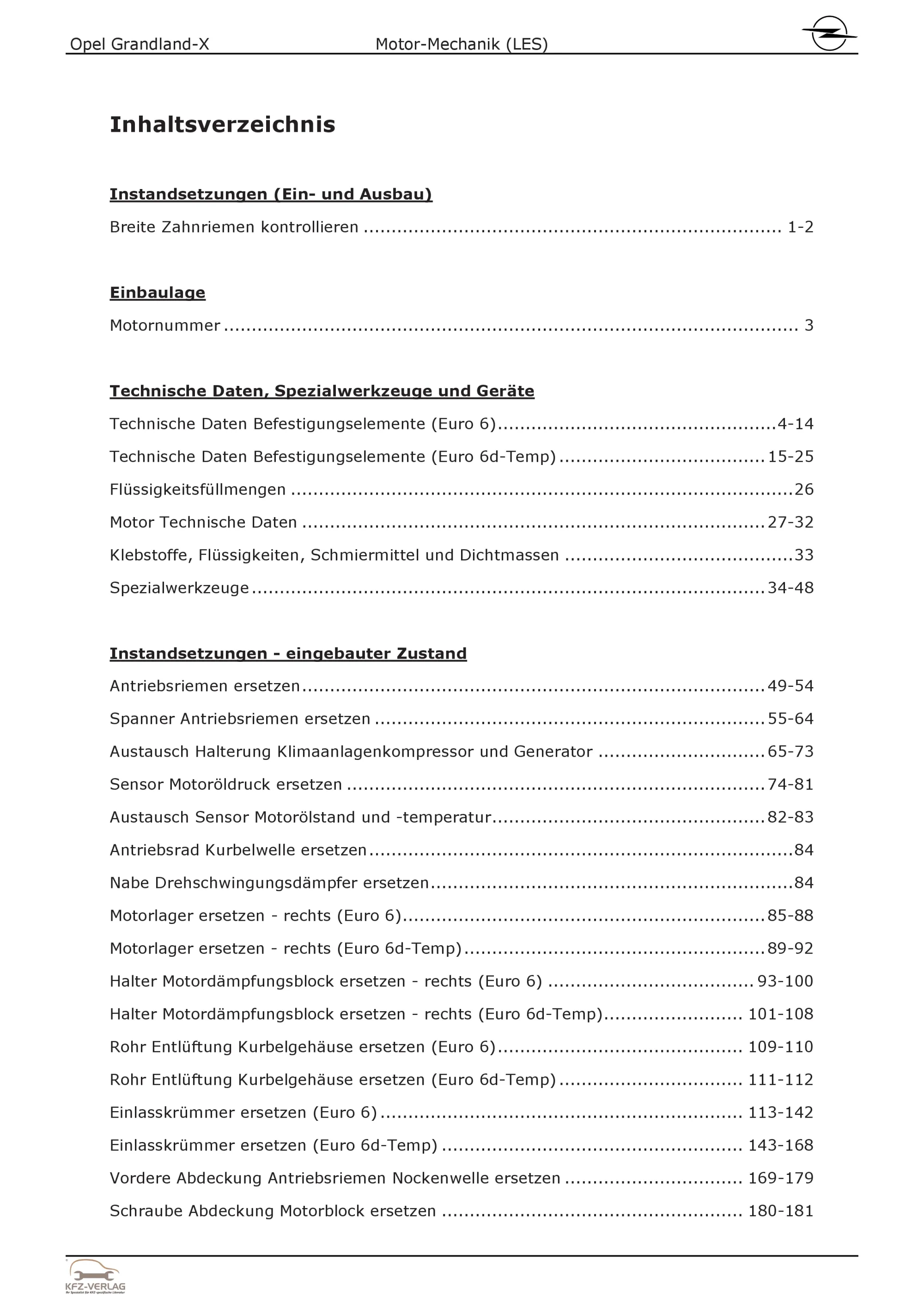 Opel Grandland (17-24) 3-Zyl 1.2l Benzinmotor 110, 131 PS LES Reparaturanleitung
