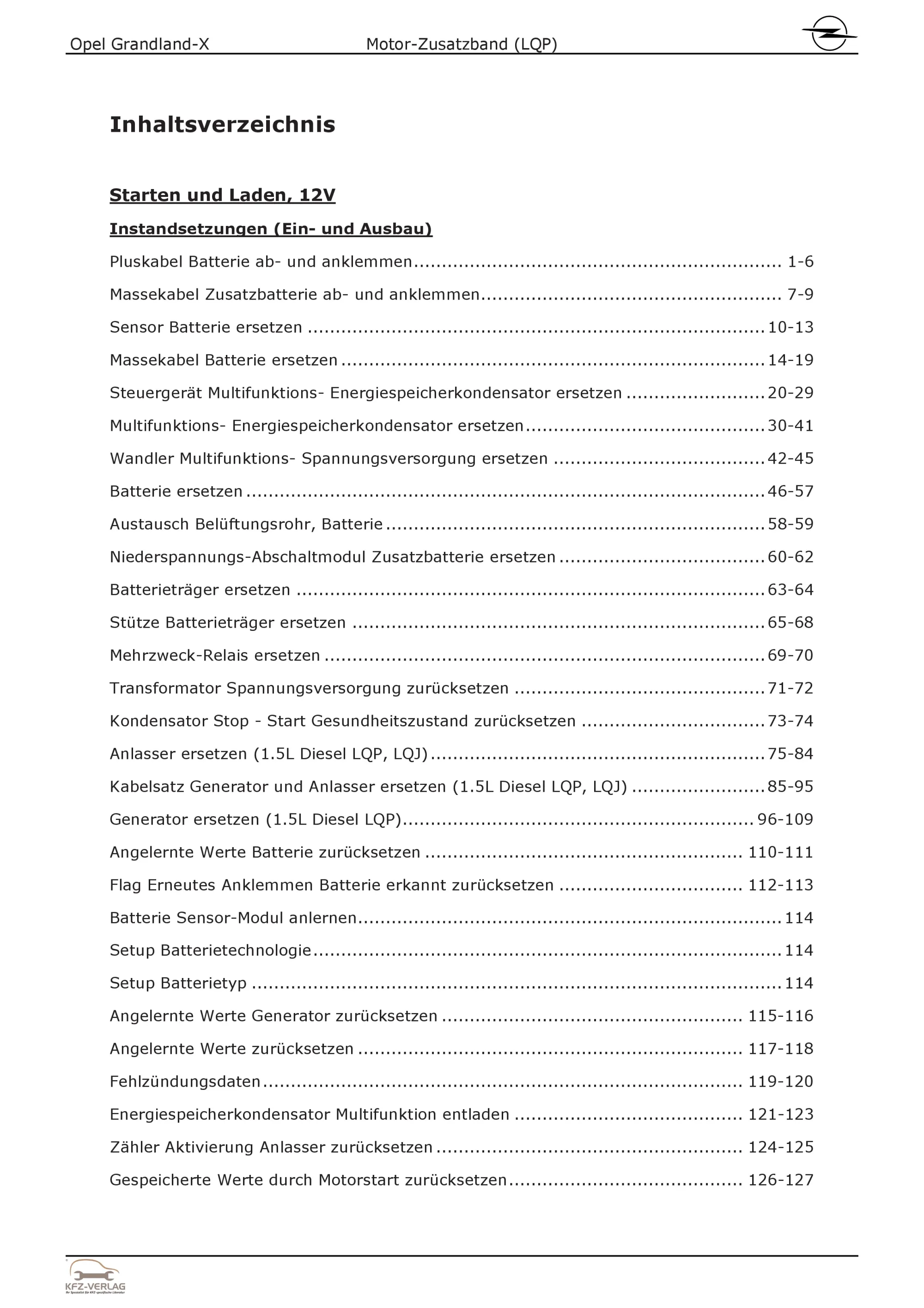 Opel Grandland A18 (17-24) Dieselmotor 131 PS Zusatzband LQP Reparaturanleitung