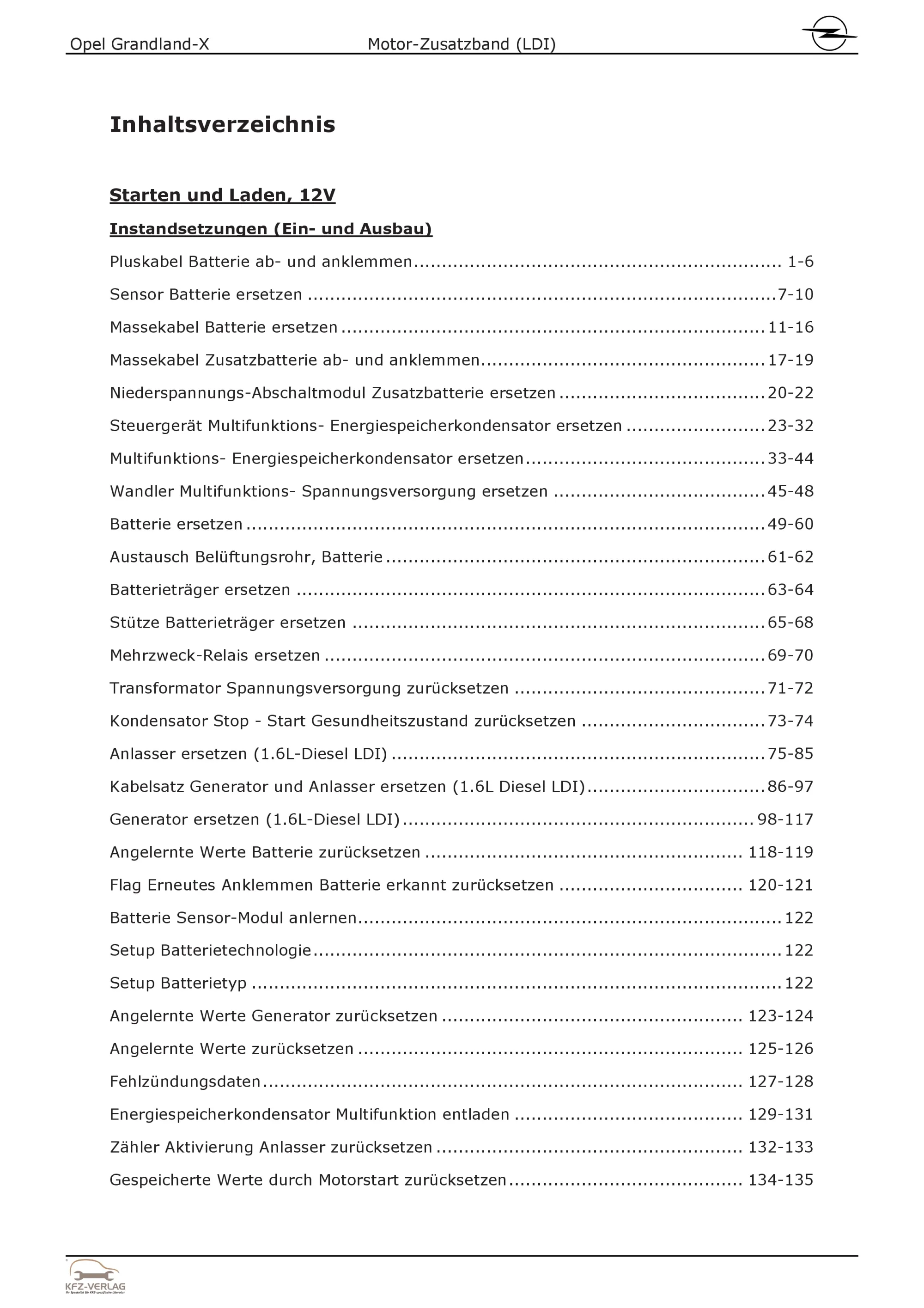 Opel Grandland A18 (17-24) Dieselmotor 120 PS Zusatzband LDI Reparaturanleitung