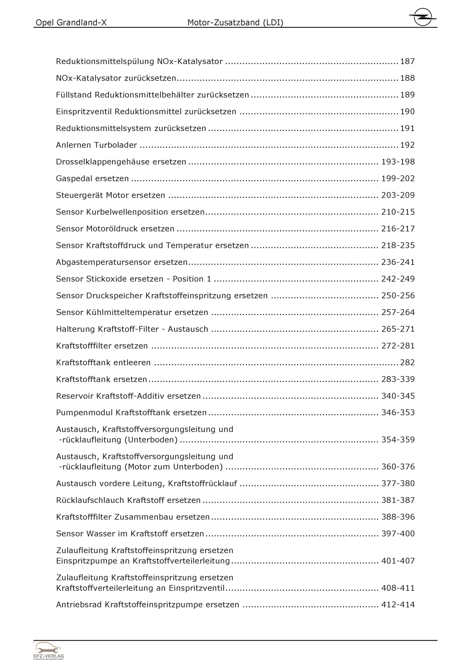 Opel Grandland A18 (17-24) Dieselmotor 120 PS Zusatzband LDI Reparaturanleitung