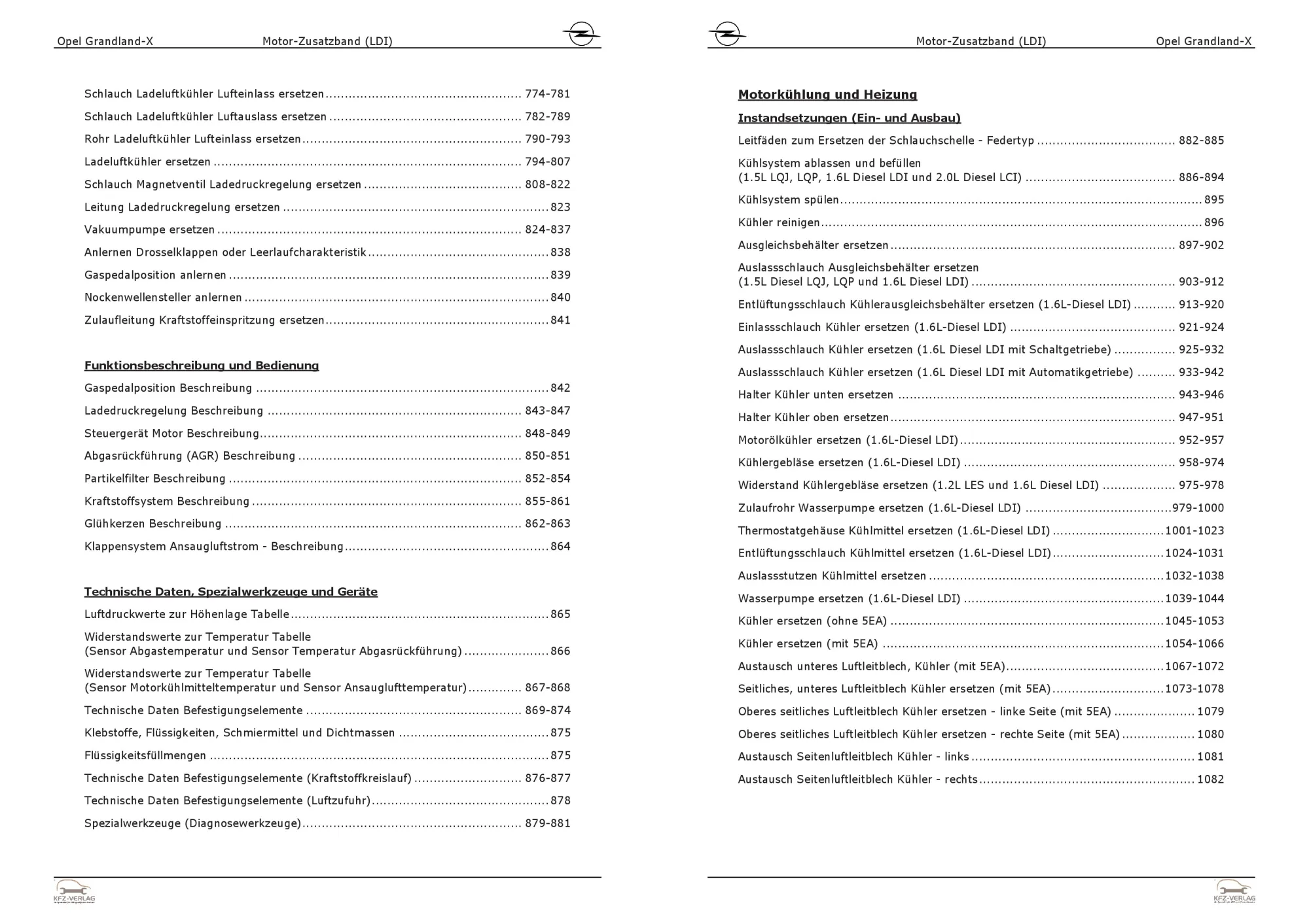 Opel Grandland A18 (17-24) Dieselmotor 120 PS Zusatzband LDI Reparaturanleitung