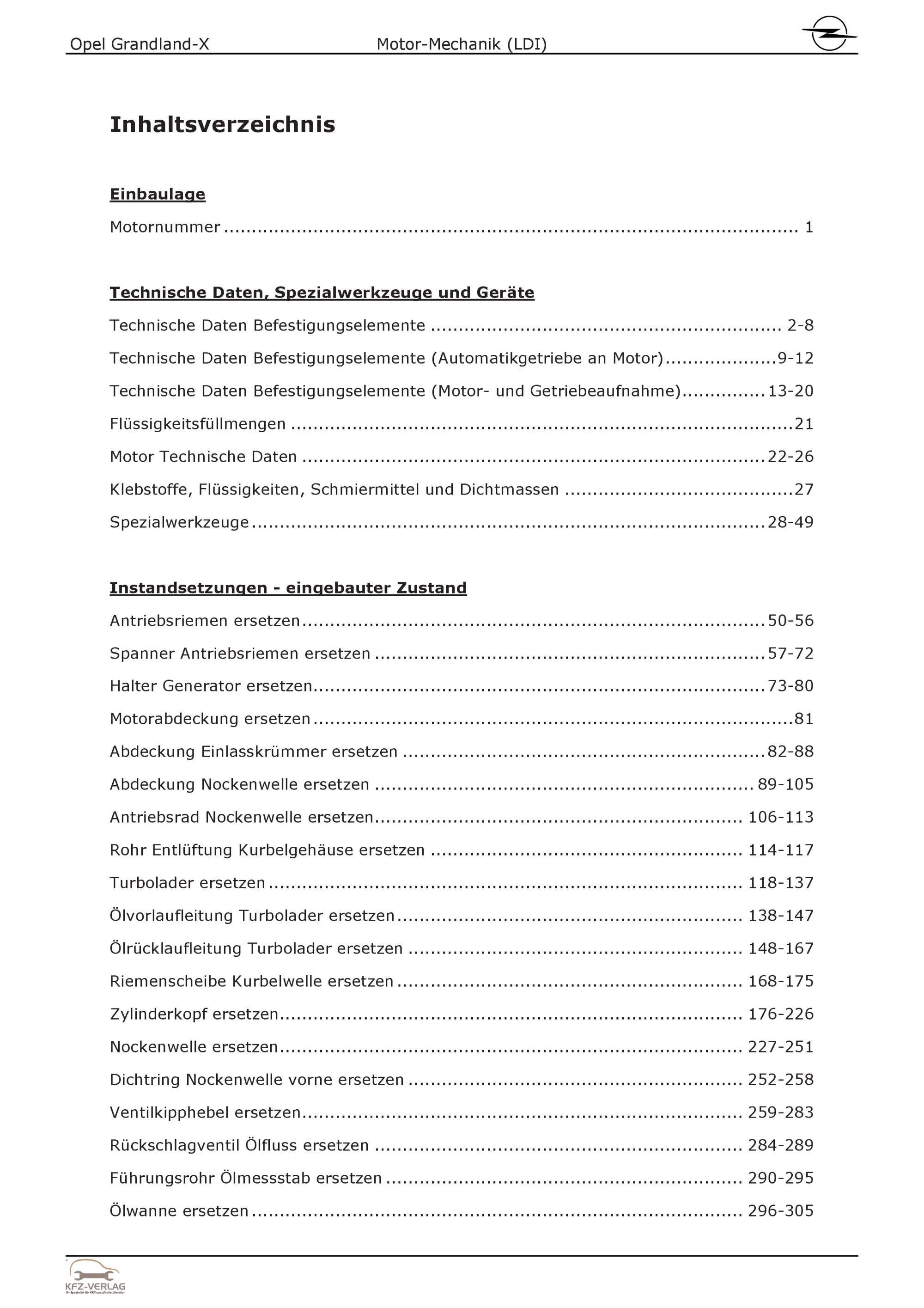 Opel Grandland A18 (17-24) 4-Zyl 1.6l Dieselmotor 120 PS LDI Reparaturanleitung