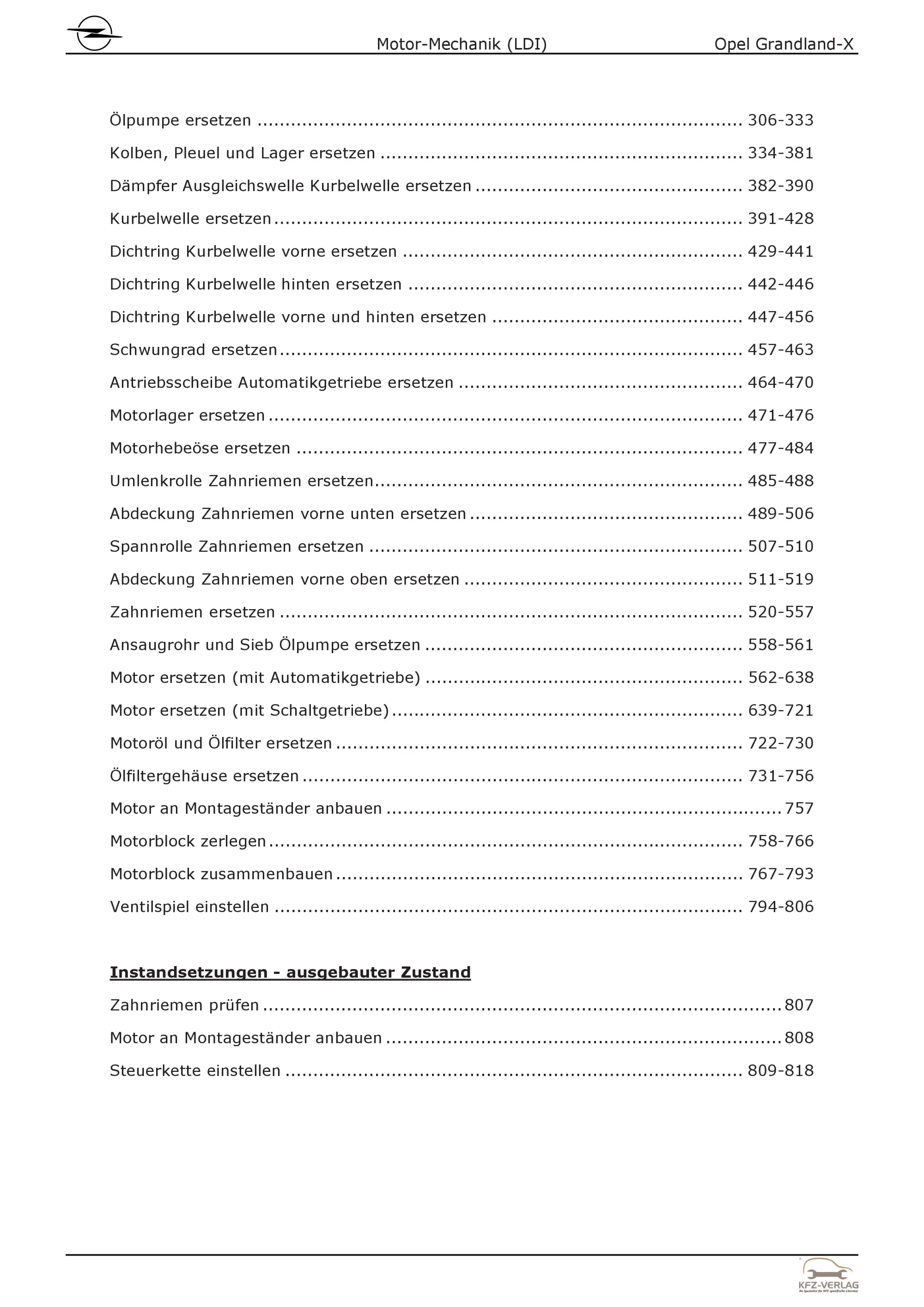 Opel Grandland A18 (17-24) 4-Zyl 1.6l Dieselmotor 120 PS LDI Reparaturanleitung