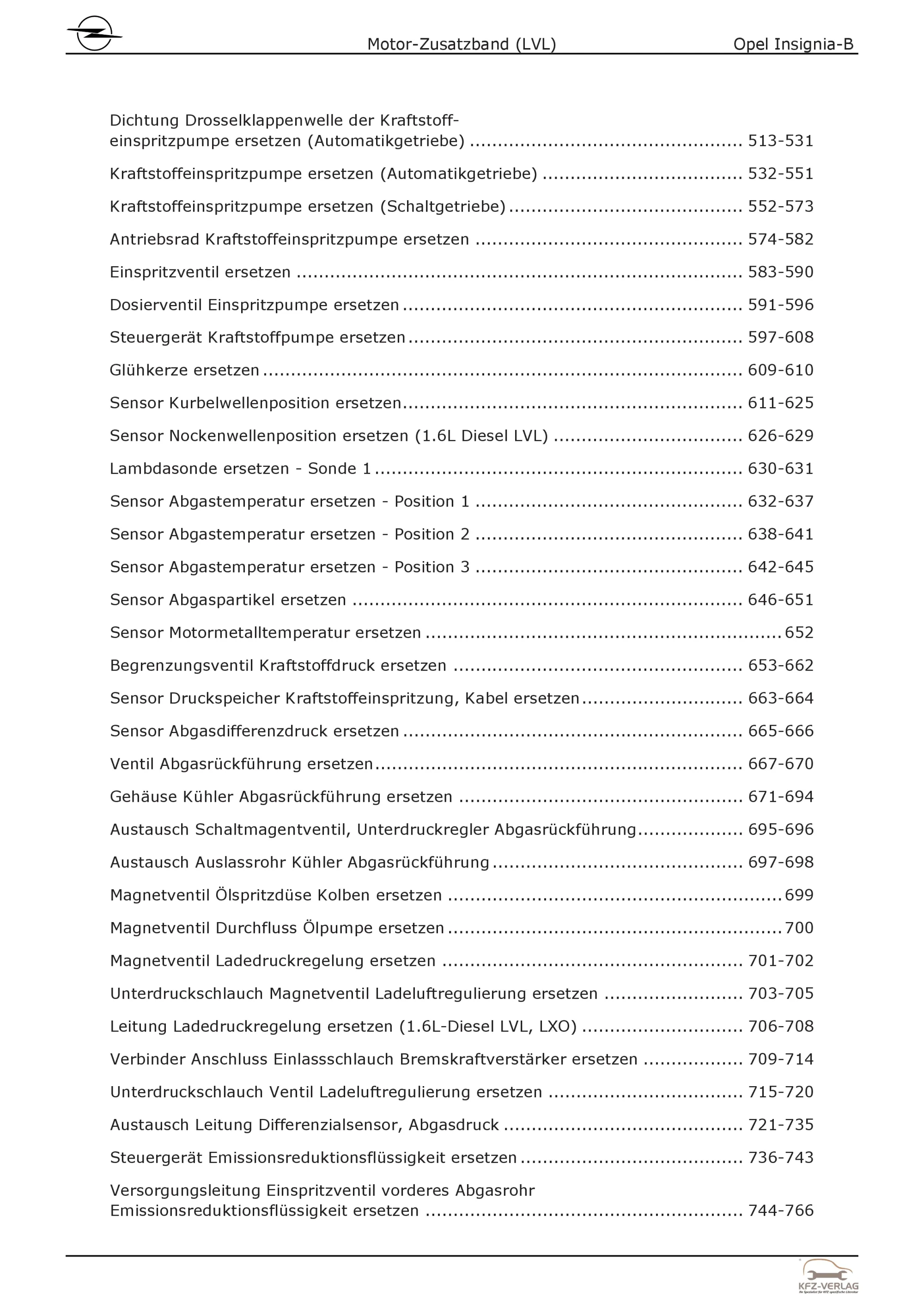 Opel Insignia B Z18 (17-22) Dieselmotor 136 PS LVL Zusatzband Reparaturanleitung