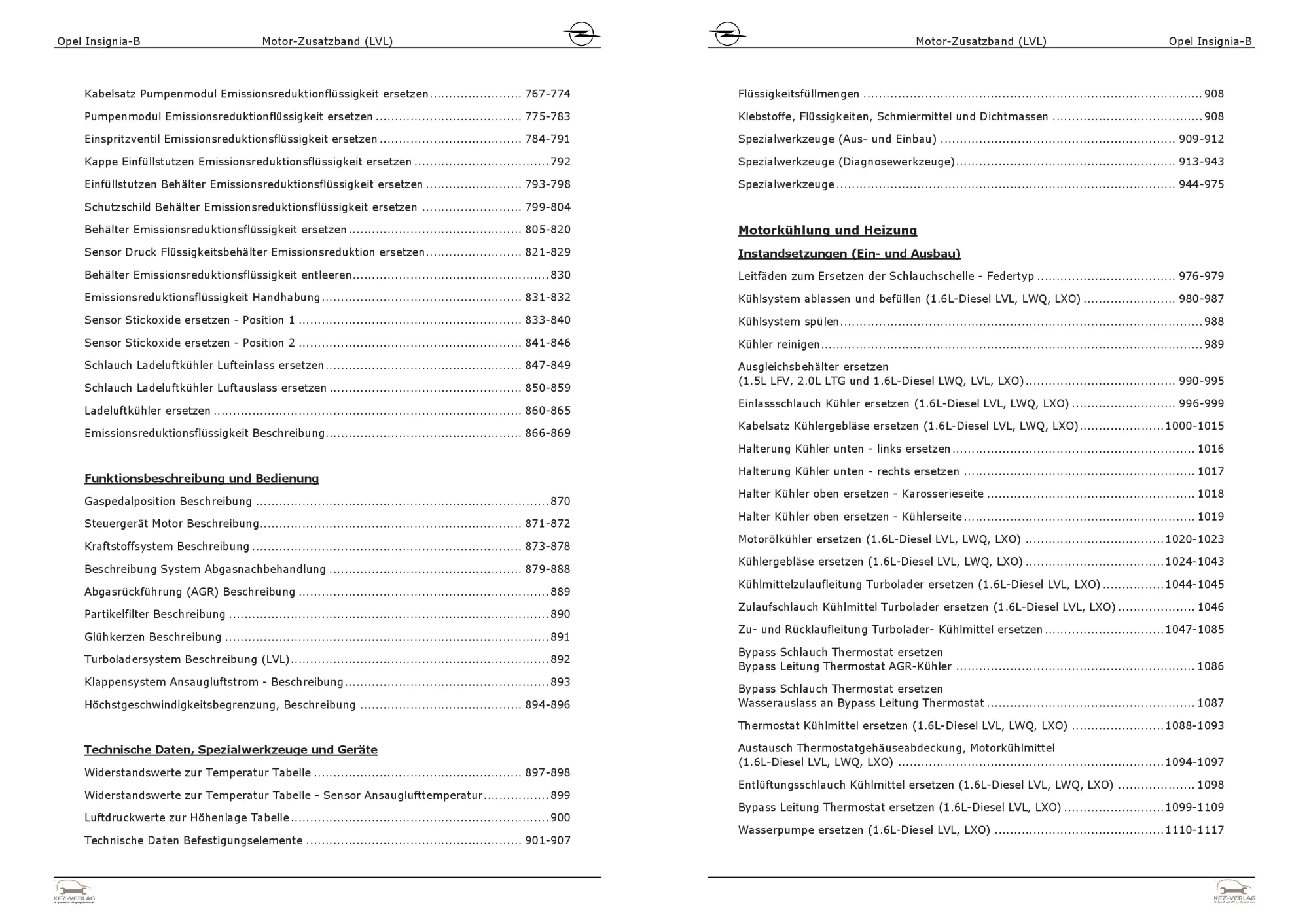 Opel Insignia B Z18 (17-22) Dieselmotor 136 PS LVL Zusatzband Reparaturanleitung