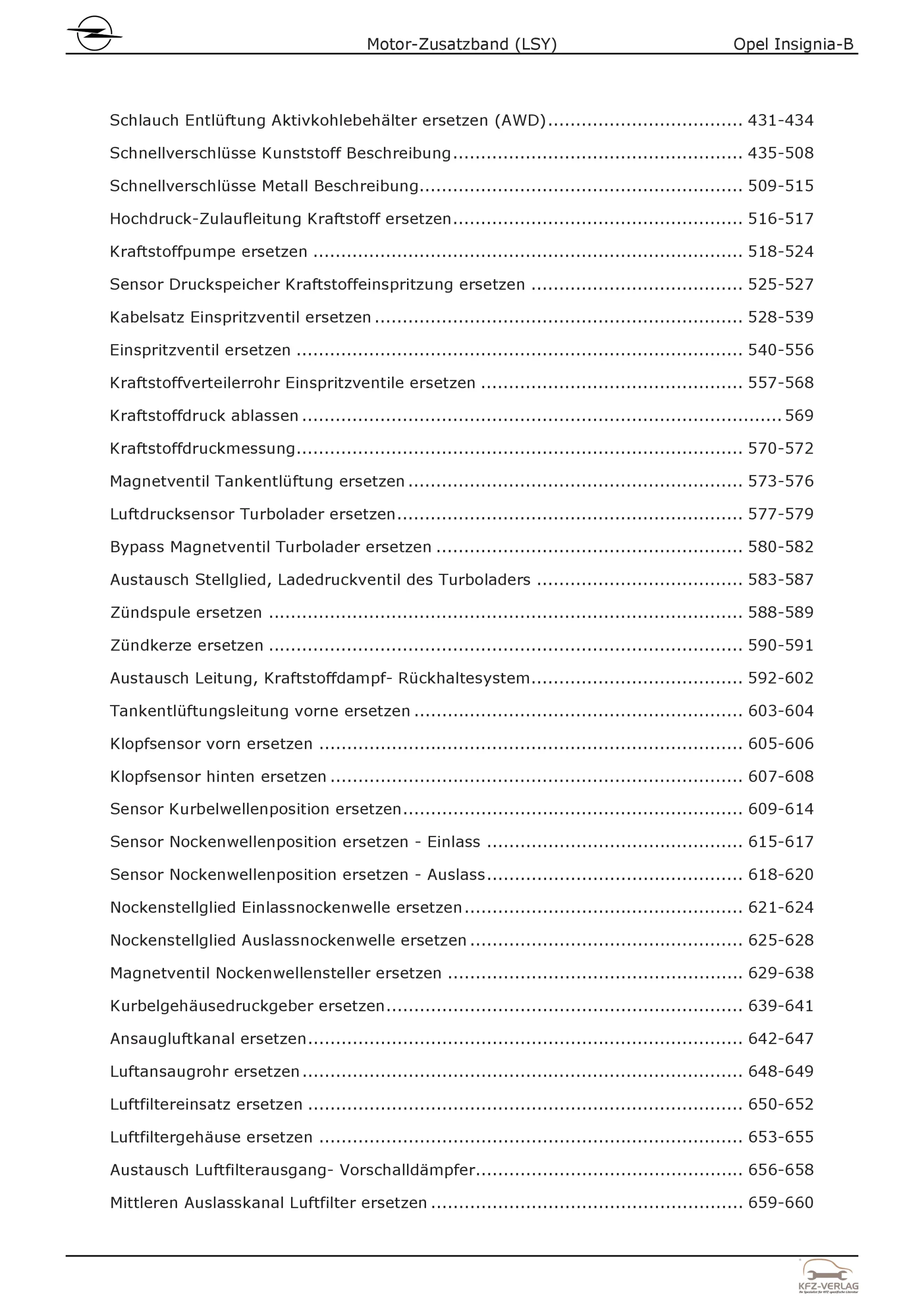 Opel Insignia B (17-22) Benzinmotor Zusatzband 170-230 PS LSY Reparaturanleitung