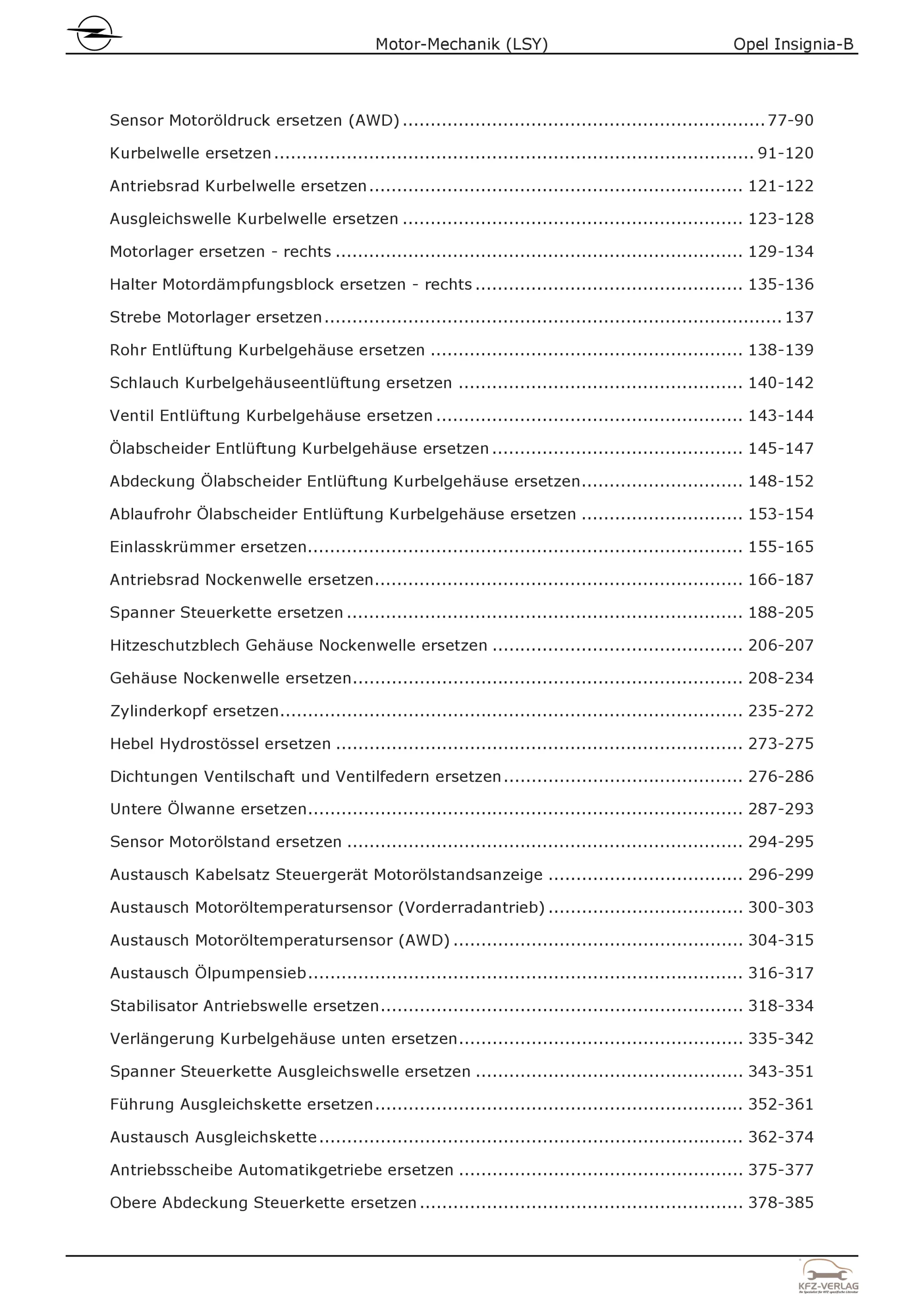 Opel Insignia B (17-22) 4-Zyl 2.0l Benzinmotor 170-230 PS LSY Reparaturanleitung