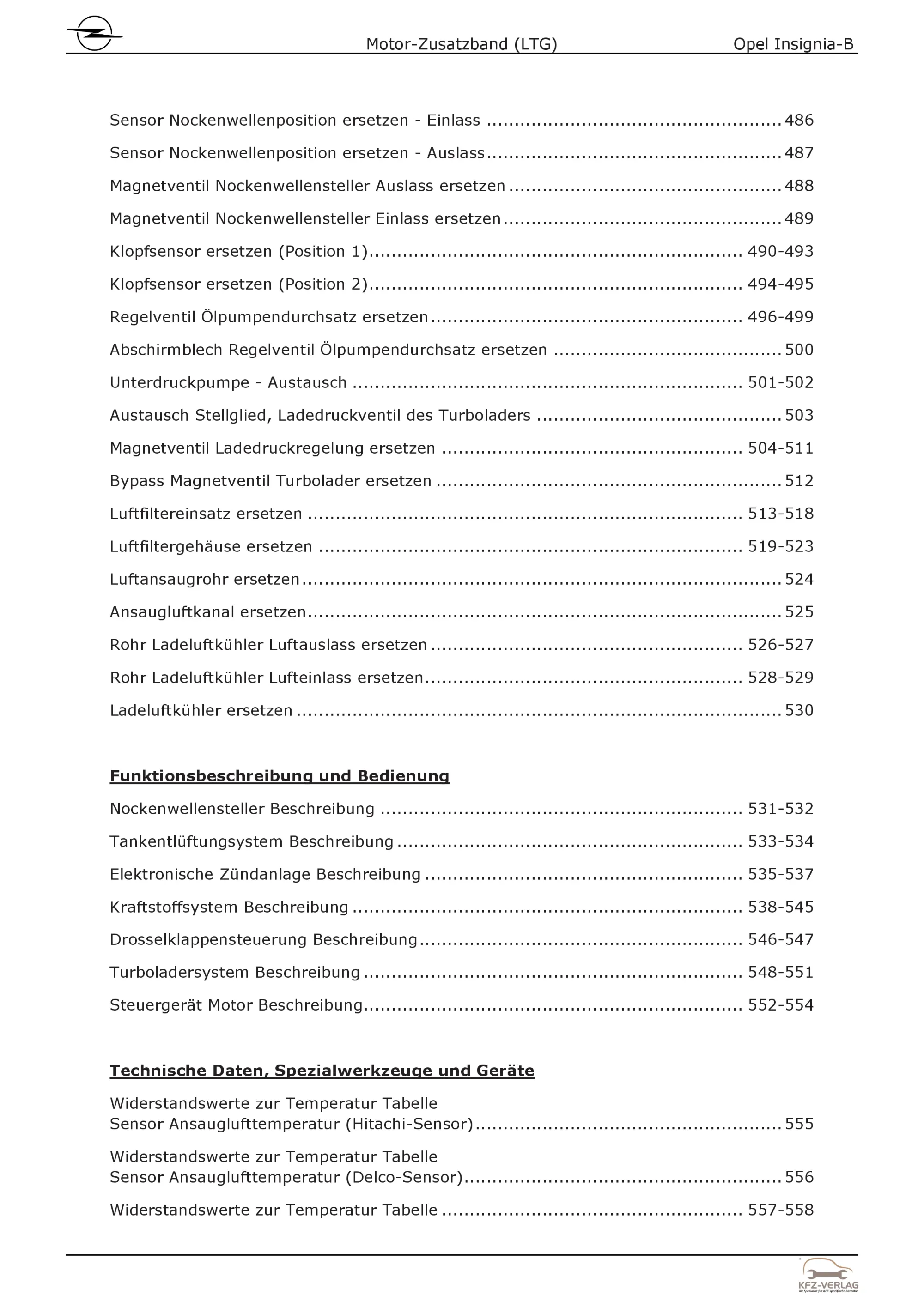 Opel Insignia B Z18 (17-22) Benzinmotor Zusatzband 250 PS LTG Reparaturanleitung