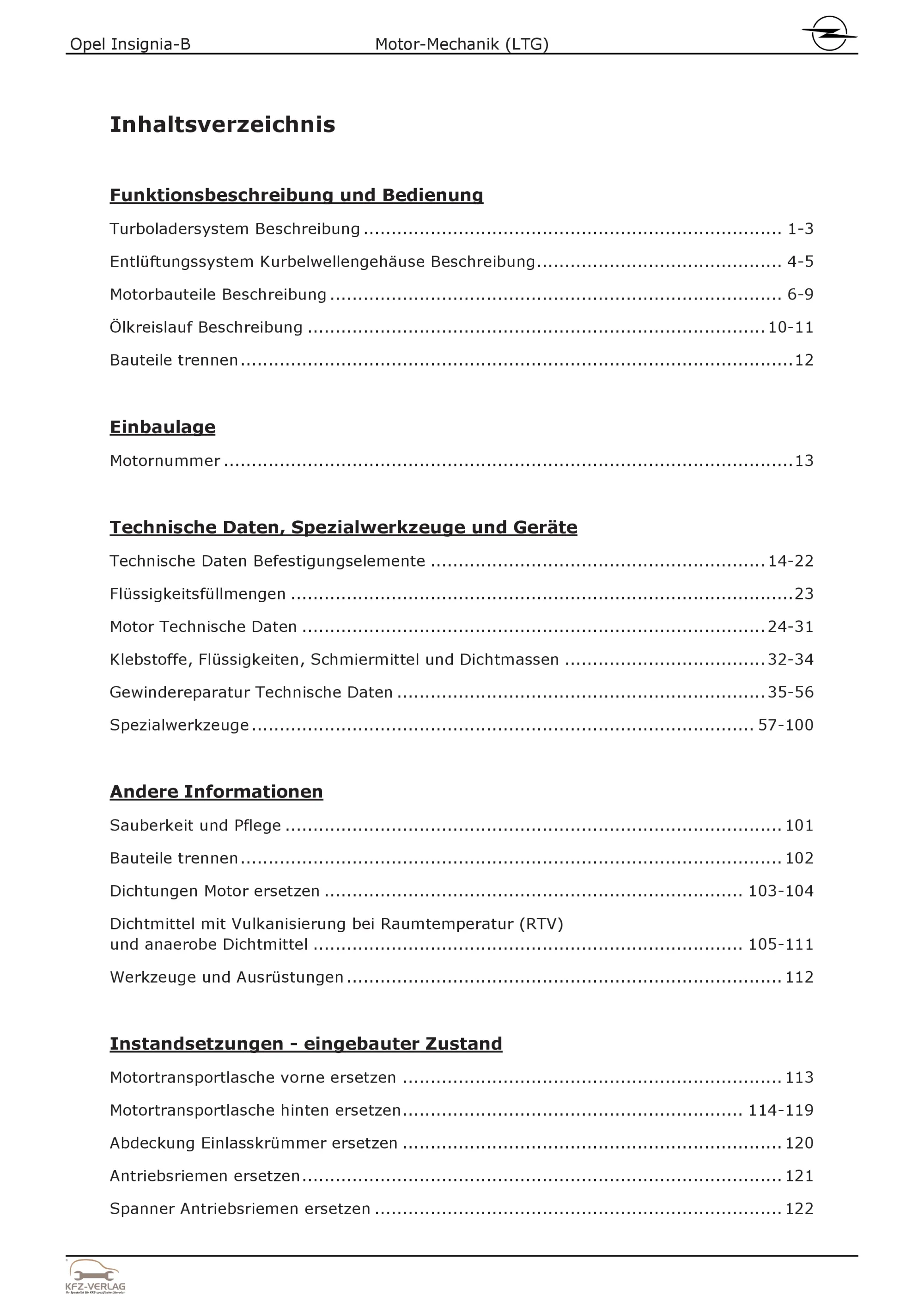 Opel Insignia B Z18 (17-22) 4-Zyl 2.0l Benzinmotor 250 PS LTG Reparaturanleitung