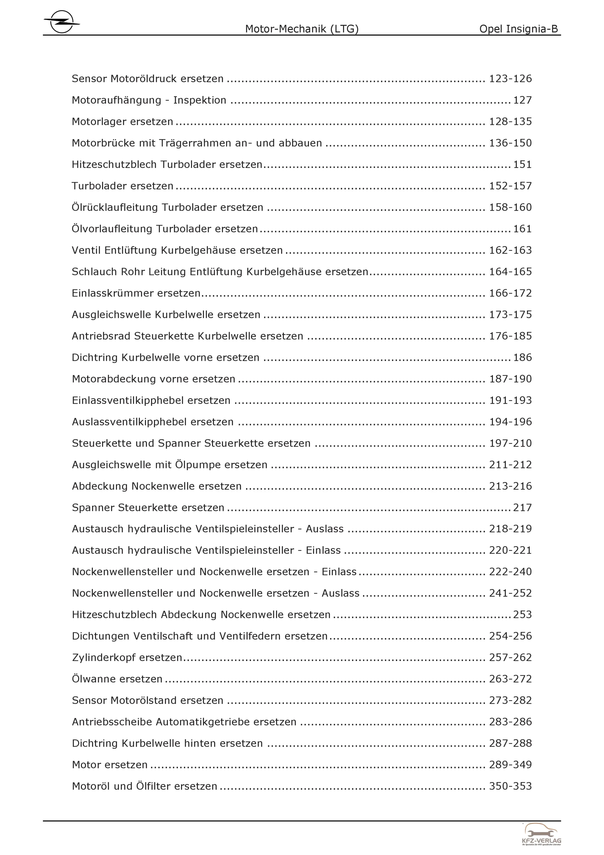 Opel Insignia B Z18 (17-22) 4-Zyl 2.0l Benzinmotor 250 PS LTG Reparaturanleitung