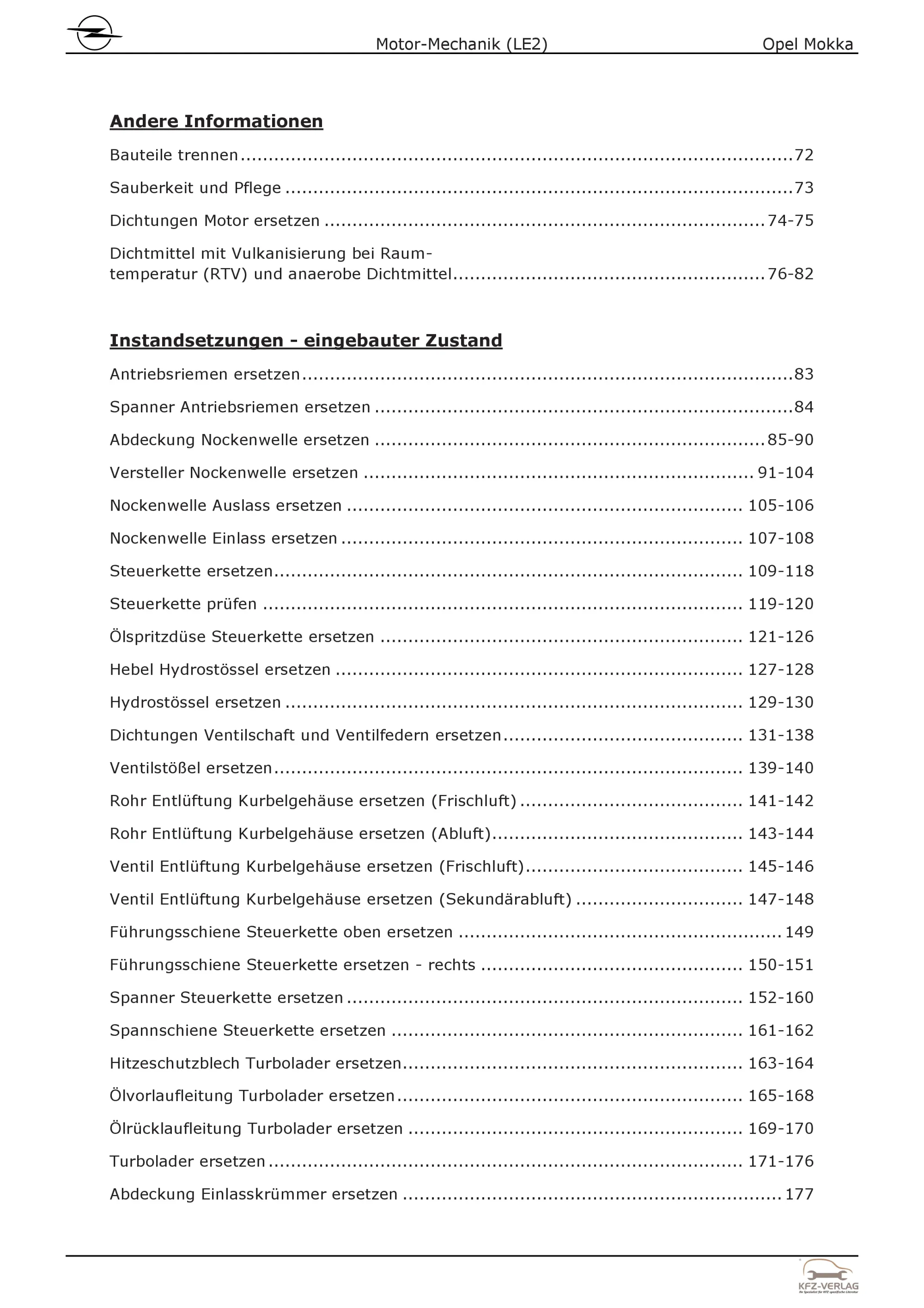 Opel Mokka Typ J13 (12-19) 4-Zyl. 1,4l Benzinmotor 152 PS LE2 Reparaturanleitung