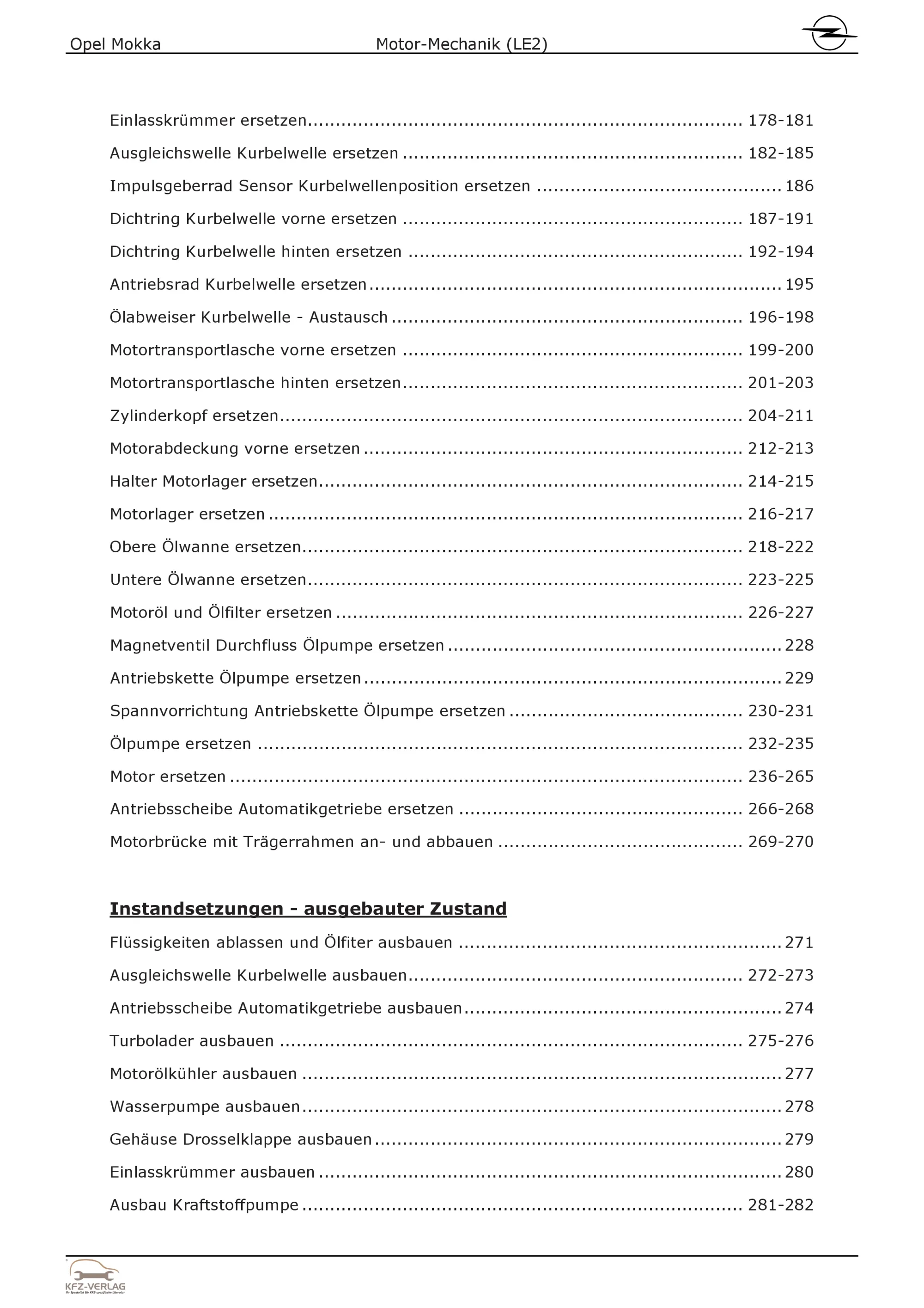 Opel Mokka Typ J13 (12-19) 4-Zyl. 1,4l Benzinmotor 152 PS LE2 Reparaturanleitung