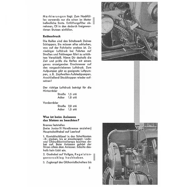 Porsche-Diesel Traktor Junior 108 Betriebs-/Bedienungsanleitung Handbuch 1958