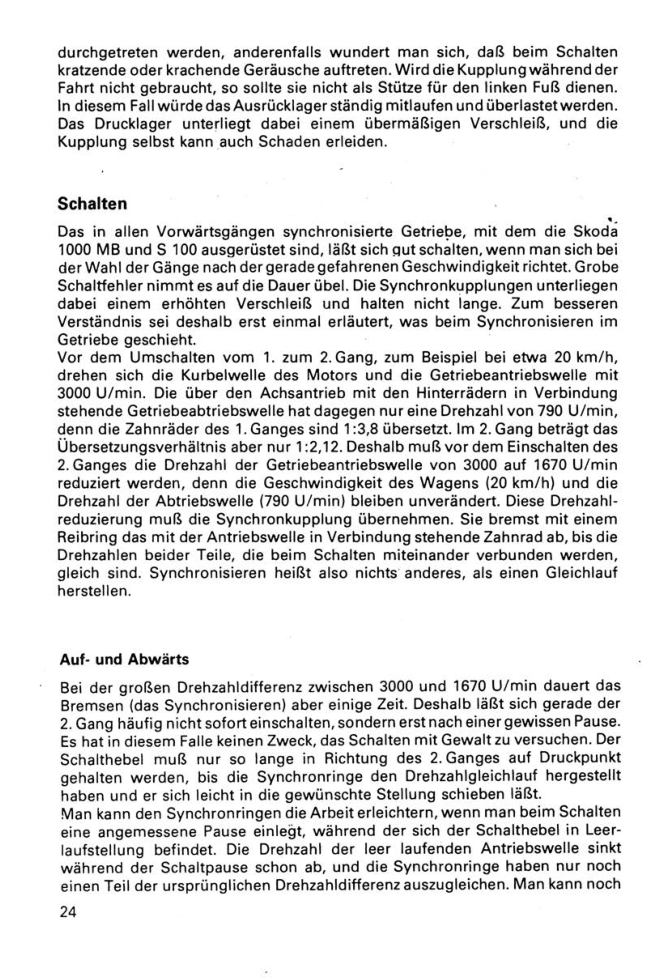 Ich fahre einen Skoda 1000MB, S 100 Kontrolltipps Reparaturtipps Transpress