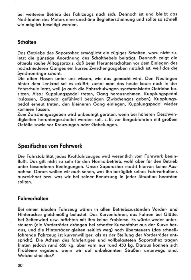 Ich fahre einen Saporoshez 965A/966/968/968A Kontroll-/Reparaturtipps Transpress