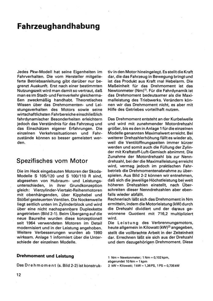 Ich fahre einen Skoda S100/105/110/120 S/L/R/LS/GLS Reparaturtipps Transpress