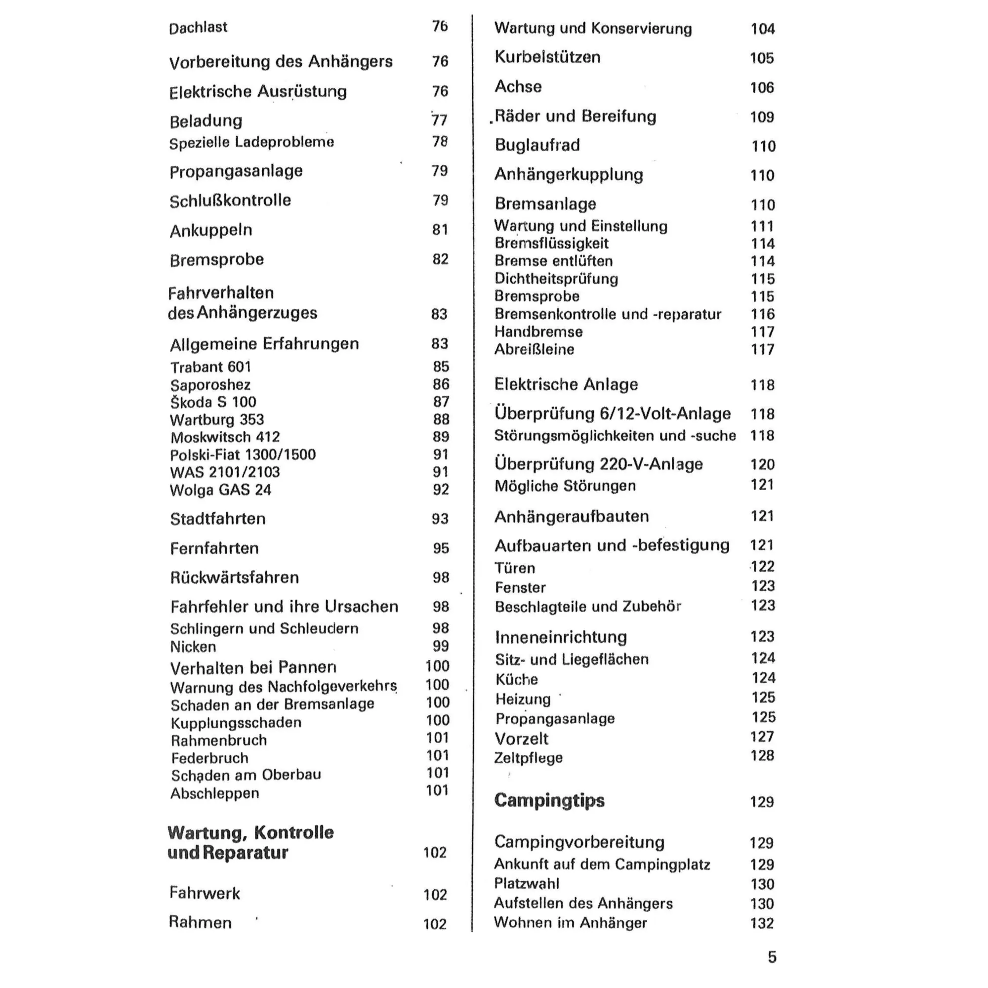 Ich fahre mit einem Camping-/Lastenanhänger Auswahl/Betrieb/Wartung Transpress