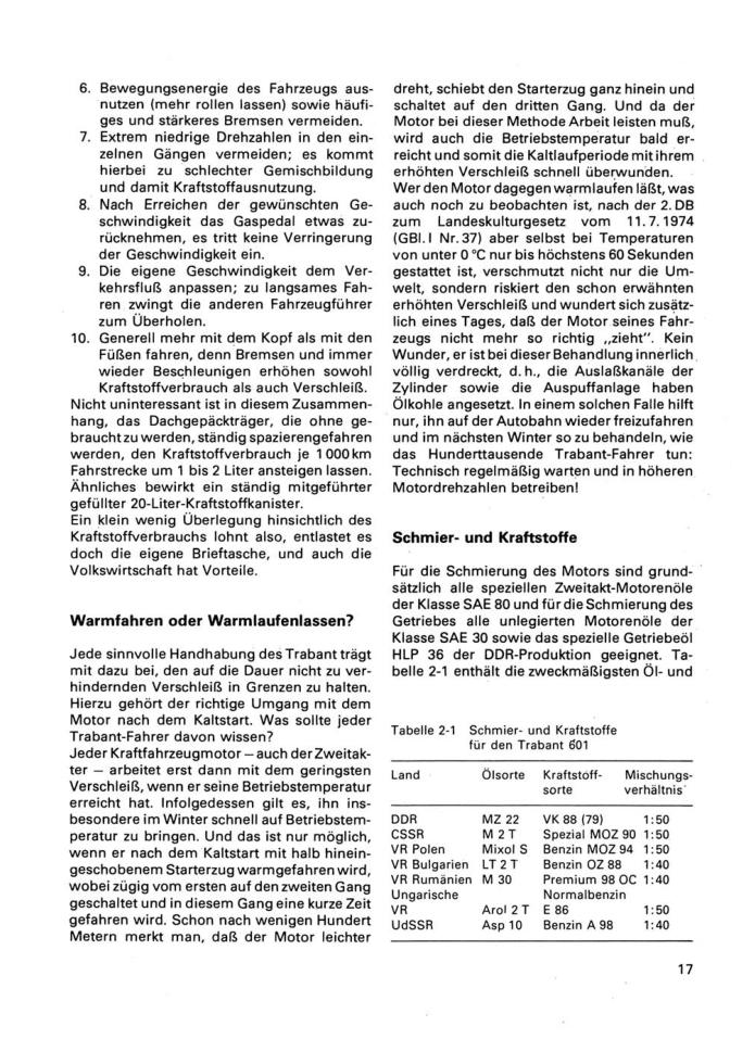 Ich fahre einen Trabant Typ 601 Standard, S Deluxe Reparaturtipps Transpress