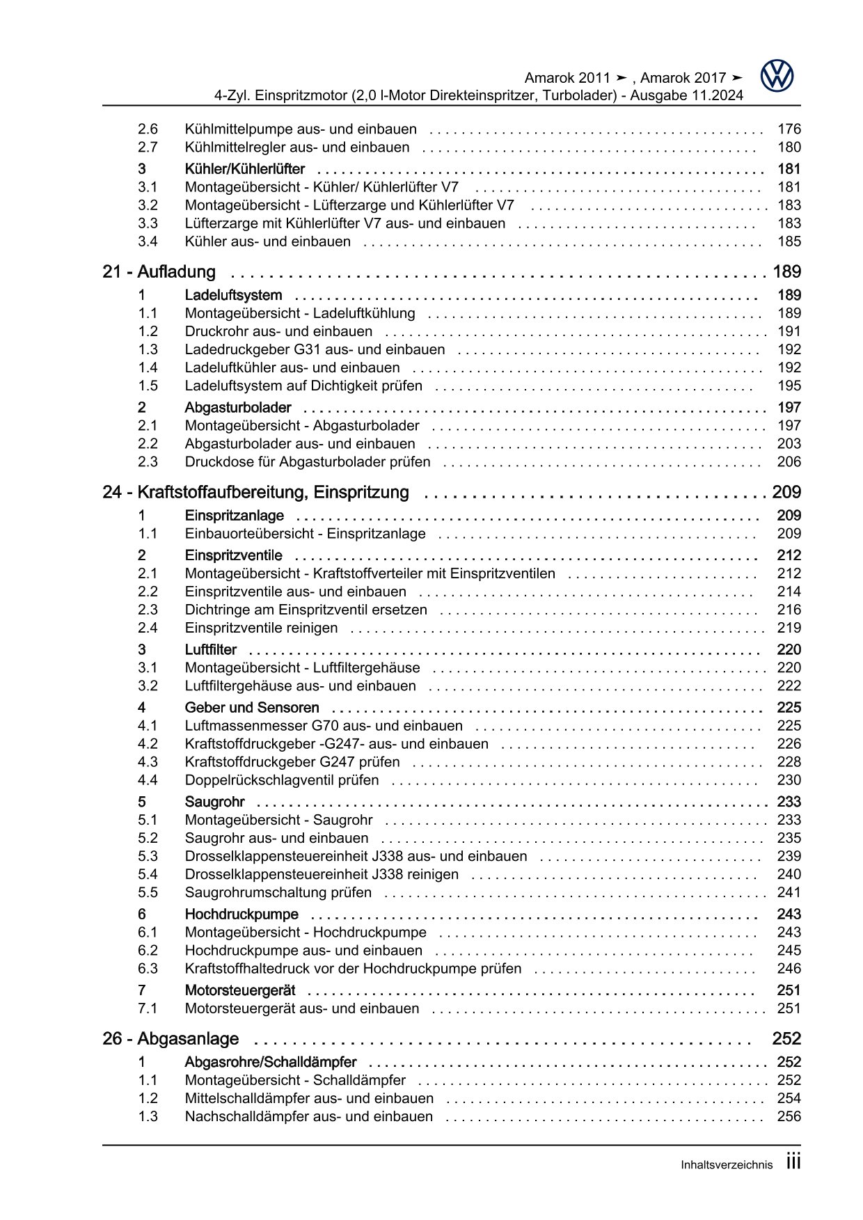 VW Amarok Typ 2H 2010-2016 4-Zyl. Benzinmotor 2,0l 160 PS Reparaturanleitung