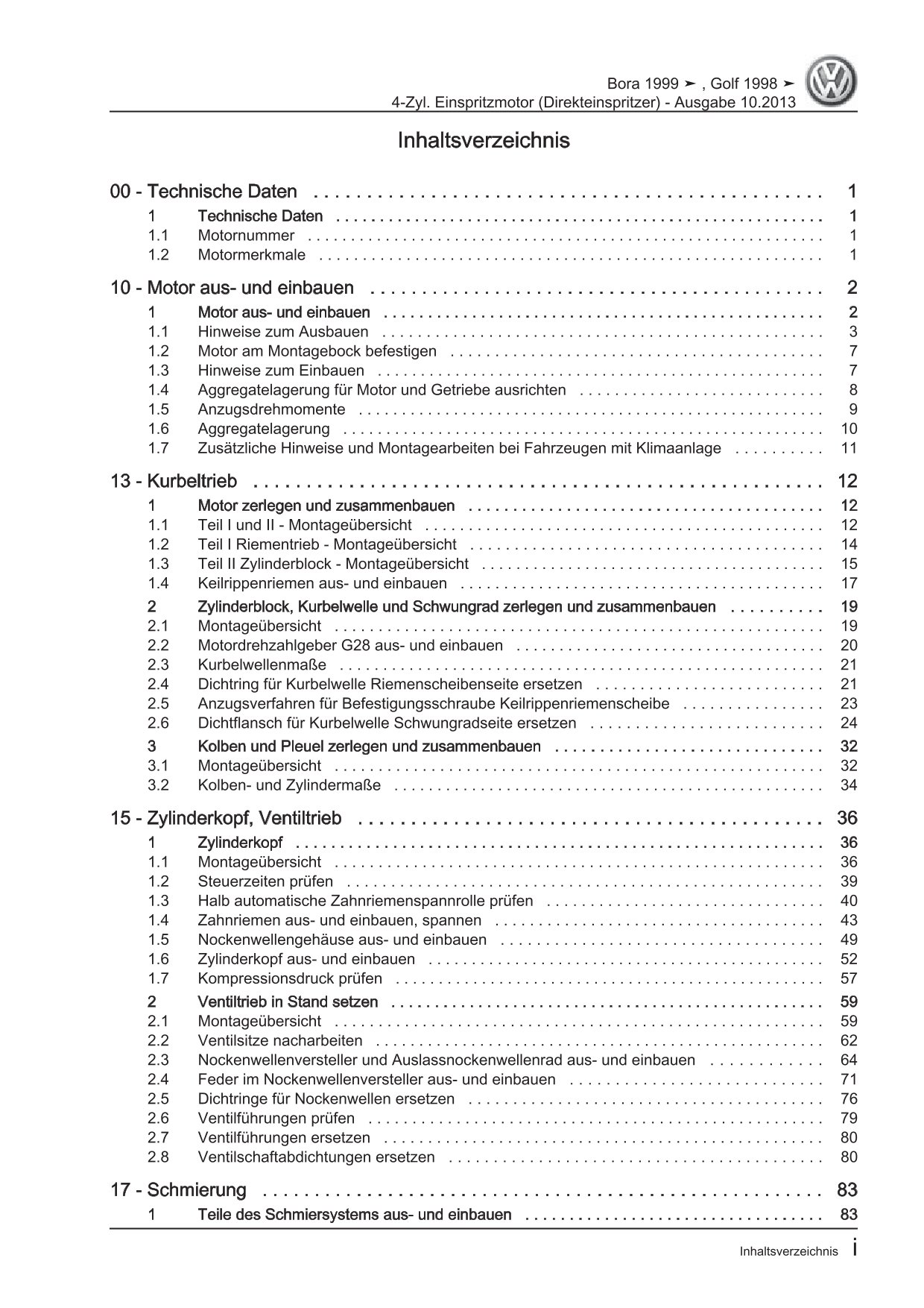 VW Bora Typ 1J 1998-2005 4-Zyl. Benzinmotor 1,6l 110 PS Reparaturanleitung