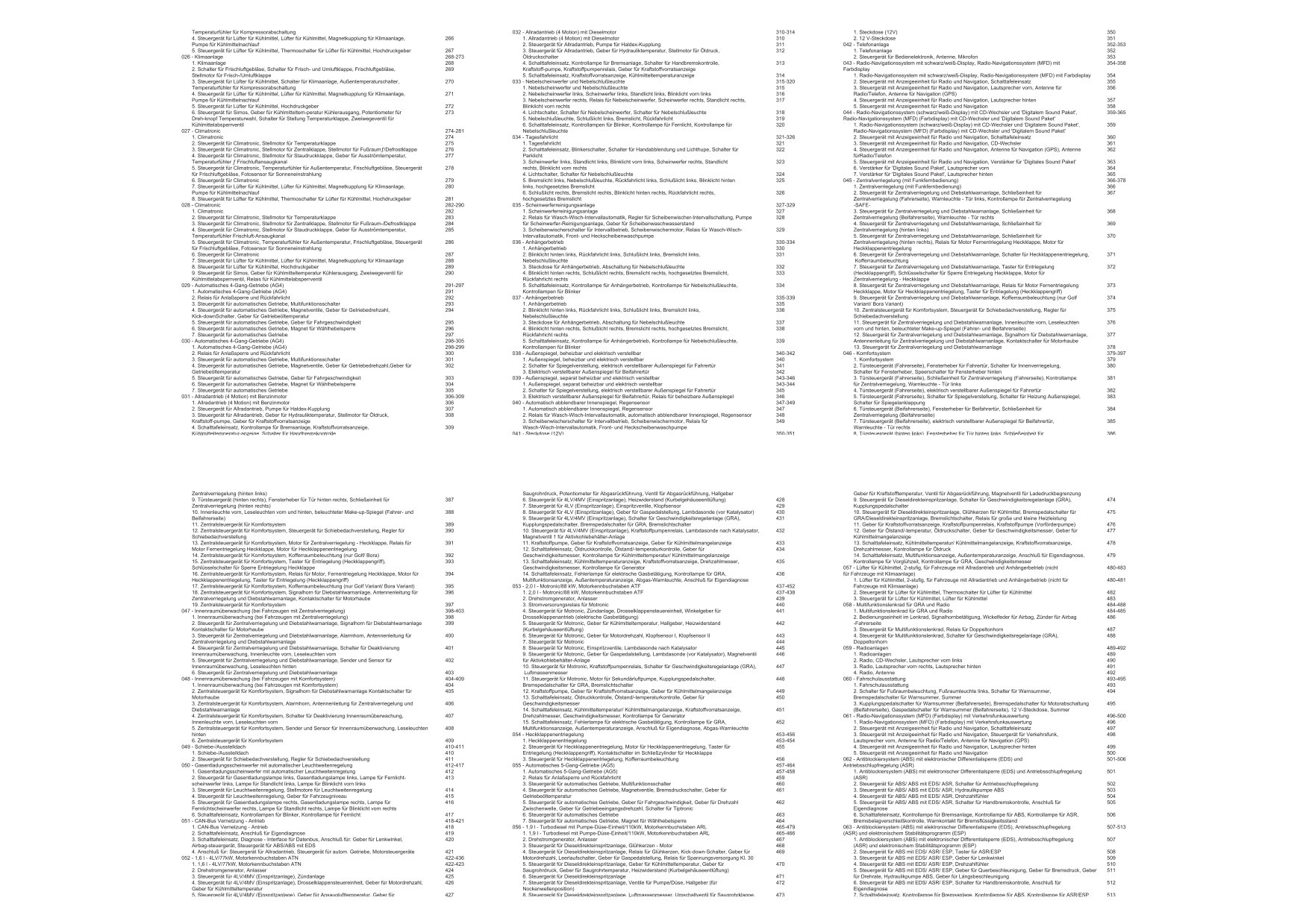 VW Bora Typ 1J 1999-2005 Schaltplan Stromlaufplan Verkabelung Elektrik Pläne
