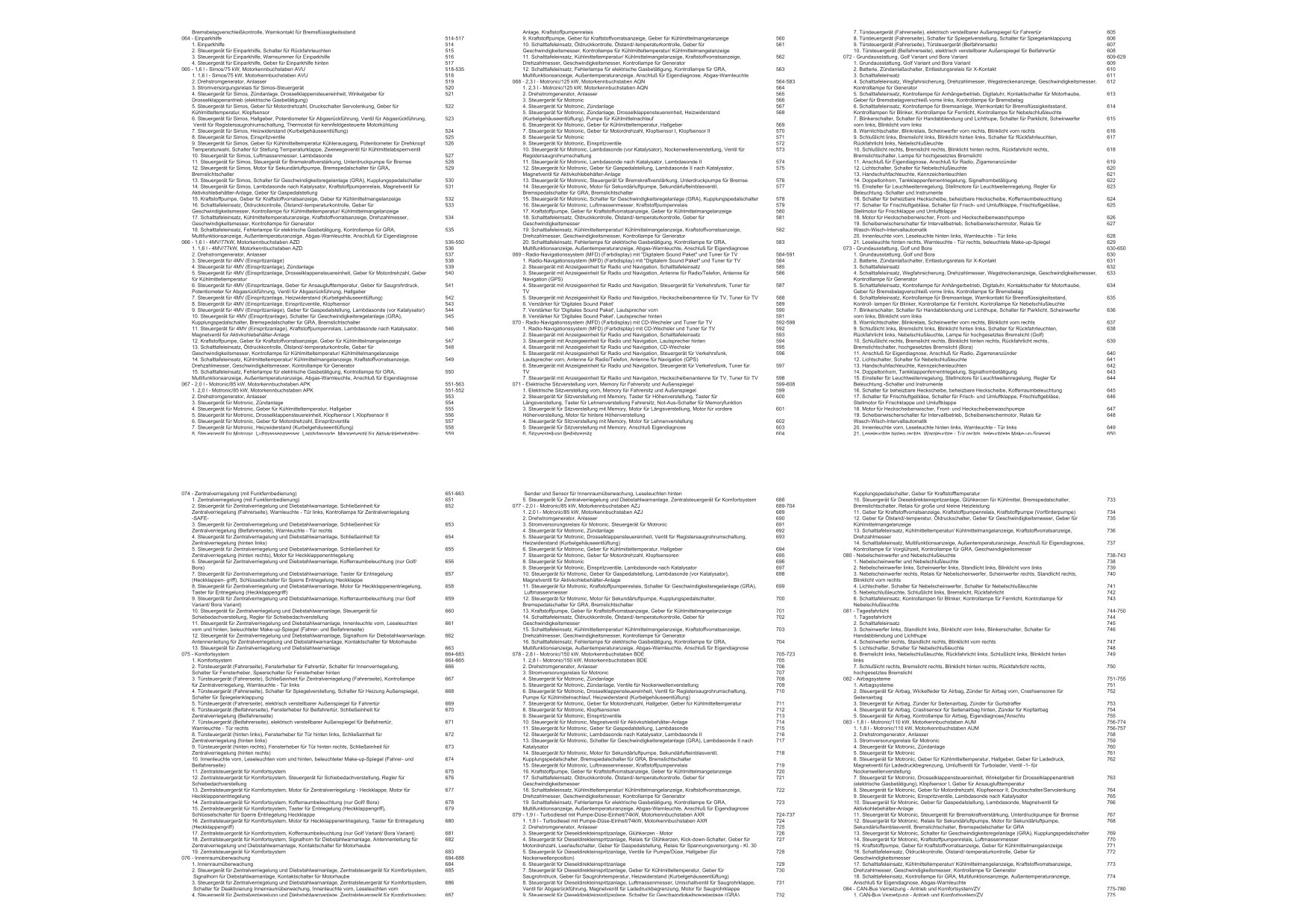 VW Bora Typ 1J 1999-2005 Schaltplan Stromlaufplan Verkabelung Elektrik Pläne