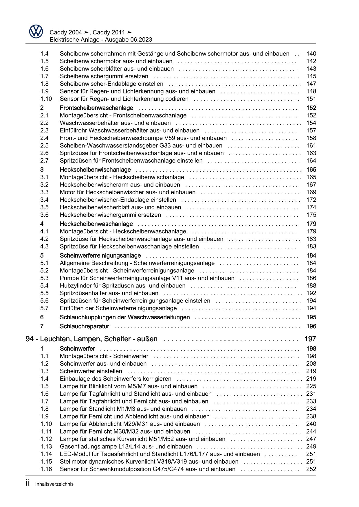 VW Caddy Typ 2C 2010-2015 Elektrische Anlage Elektrik System Reparaturanleitung