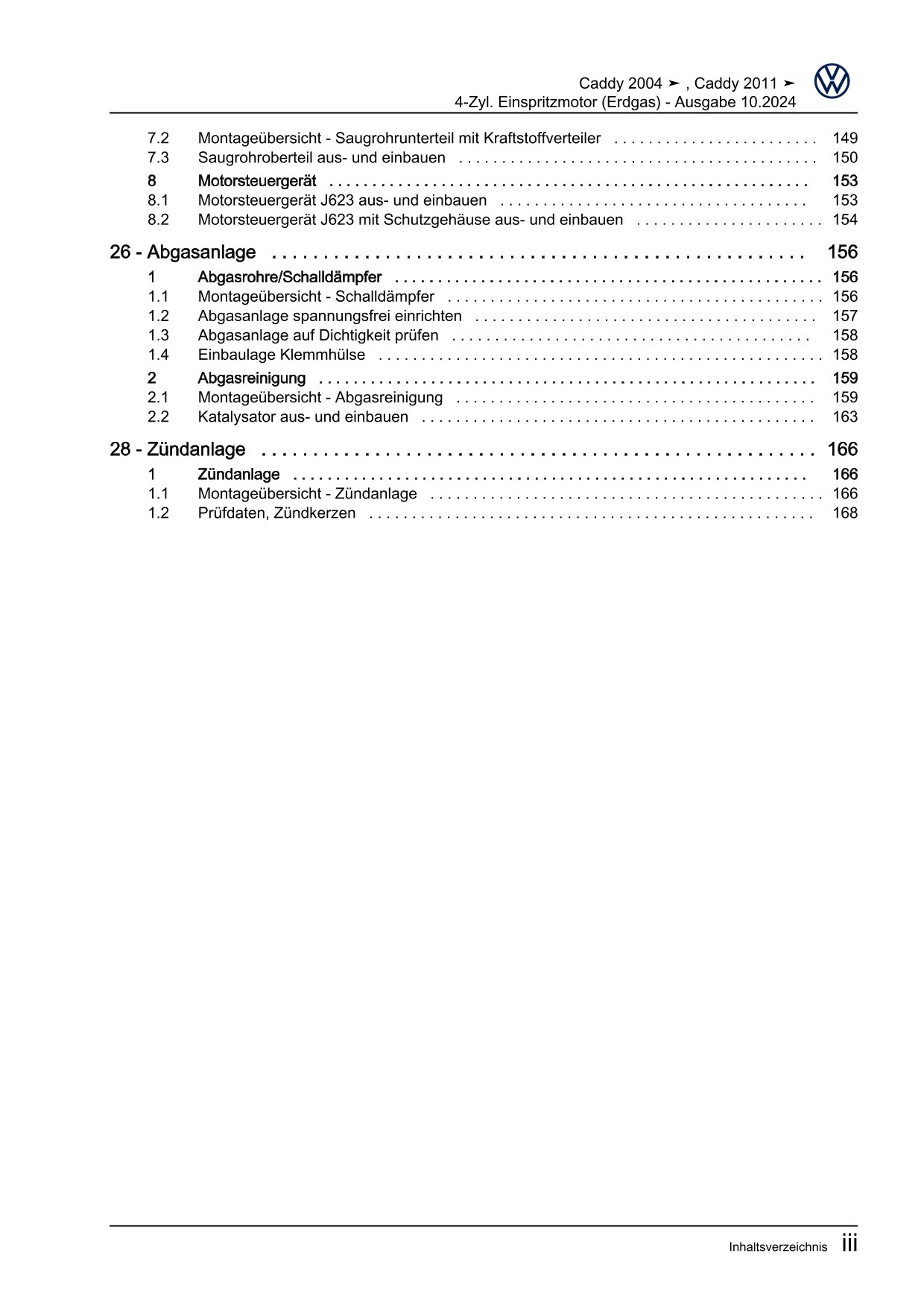 VW Caddy Typ 2C 2010-2015 4-Zyl. Erdgas Benzinmotor 109 PS Reparaturanleitung