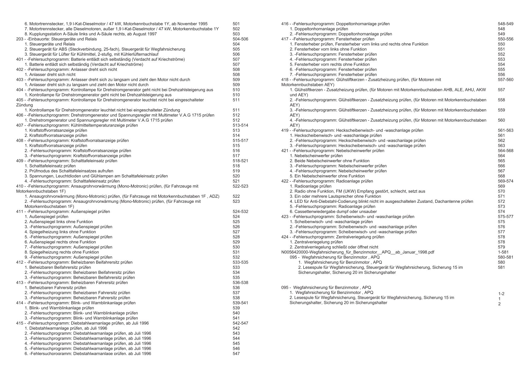 VW Caddy Typ 9K 1995-2003 Schaltplan Stromlaufplan Verkabelung Elektrik Pläne