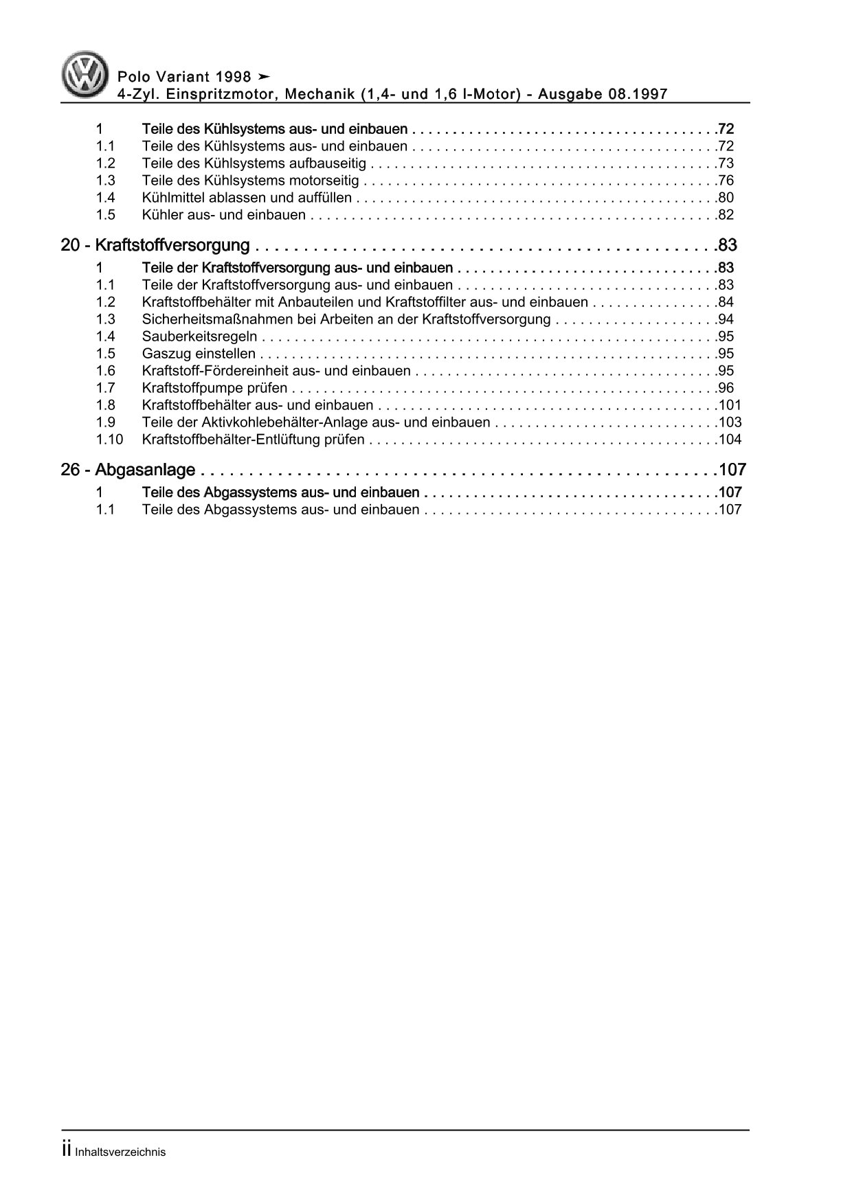 VW Caddy 9K 1995-2003 4-Zyl. Benzinmotor Mechanik 54-75 PS Reparaturanleitung