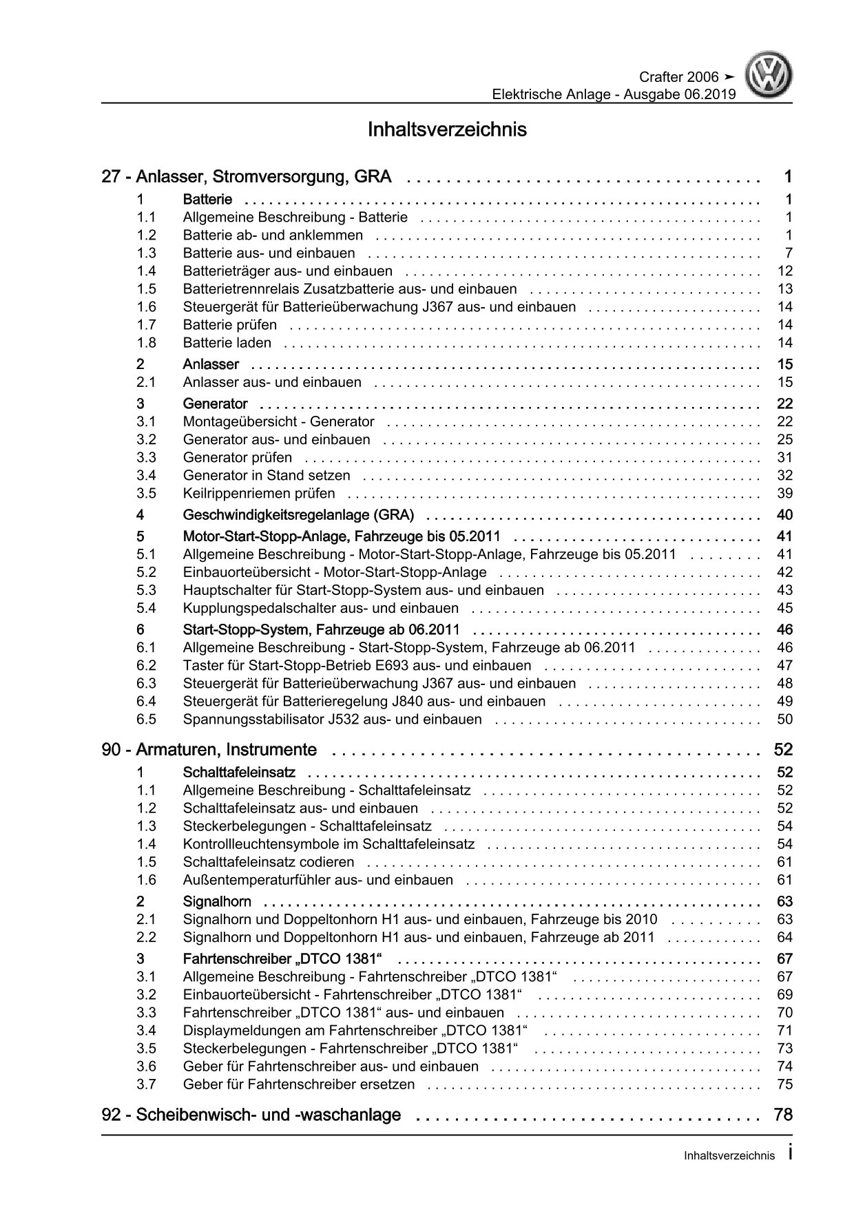 VW Crafter 2E 2006-2016 Elektrische Anlage Elektrik Systeme Reparaturanleitung