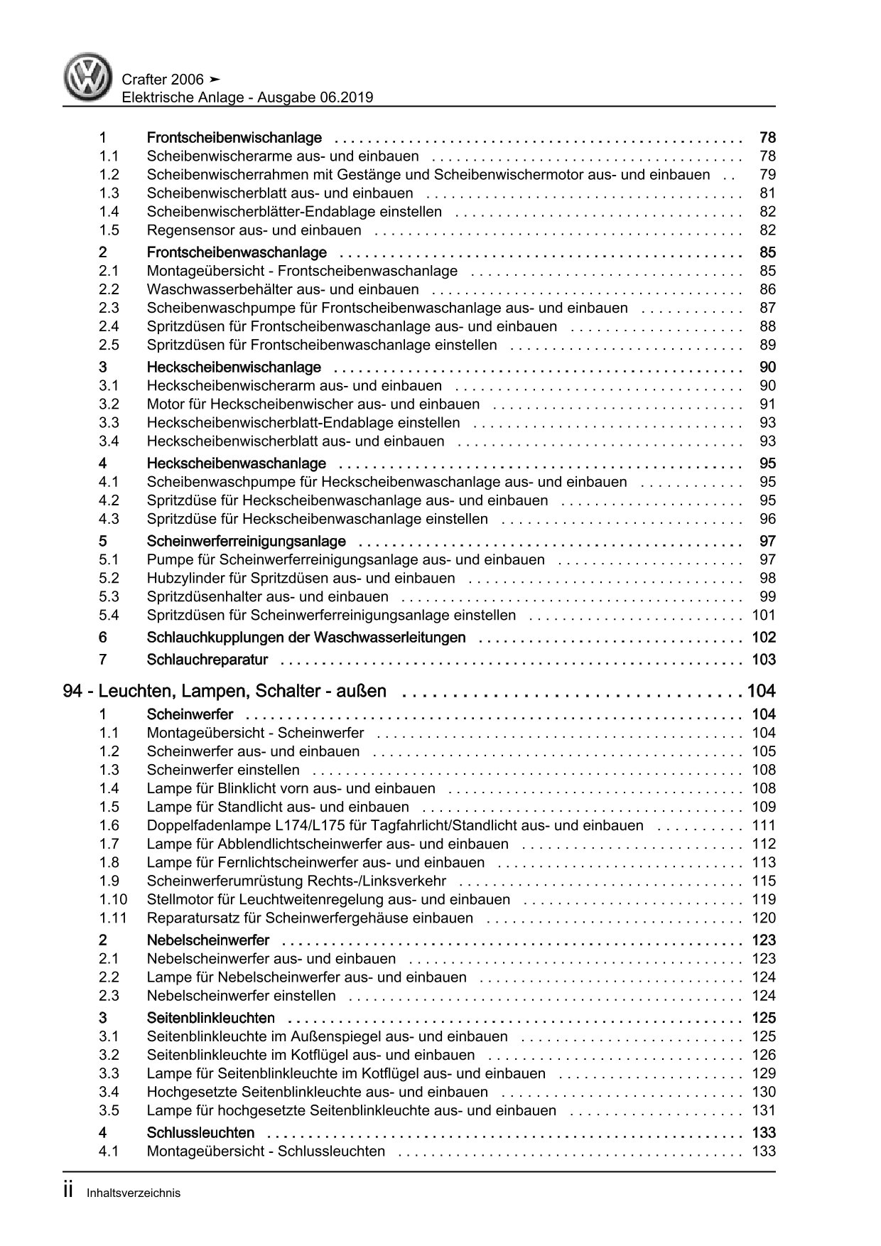 VW Crafter 2E 2006-2016 Elektrische Anlage Elektrik Systeme Reparaturanleitung