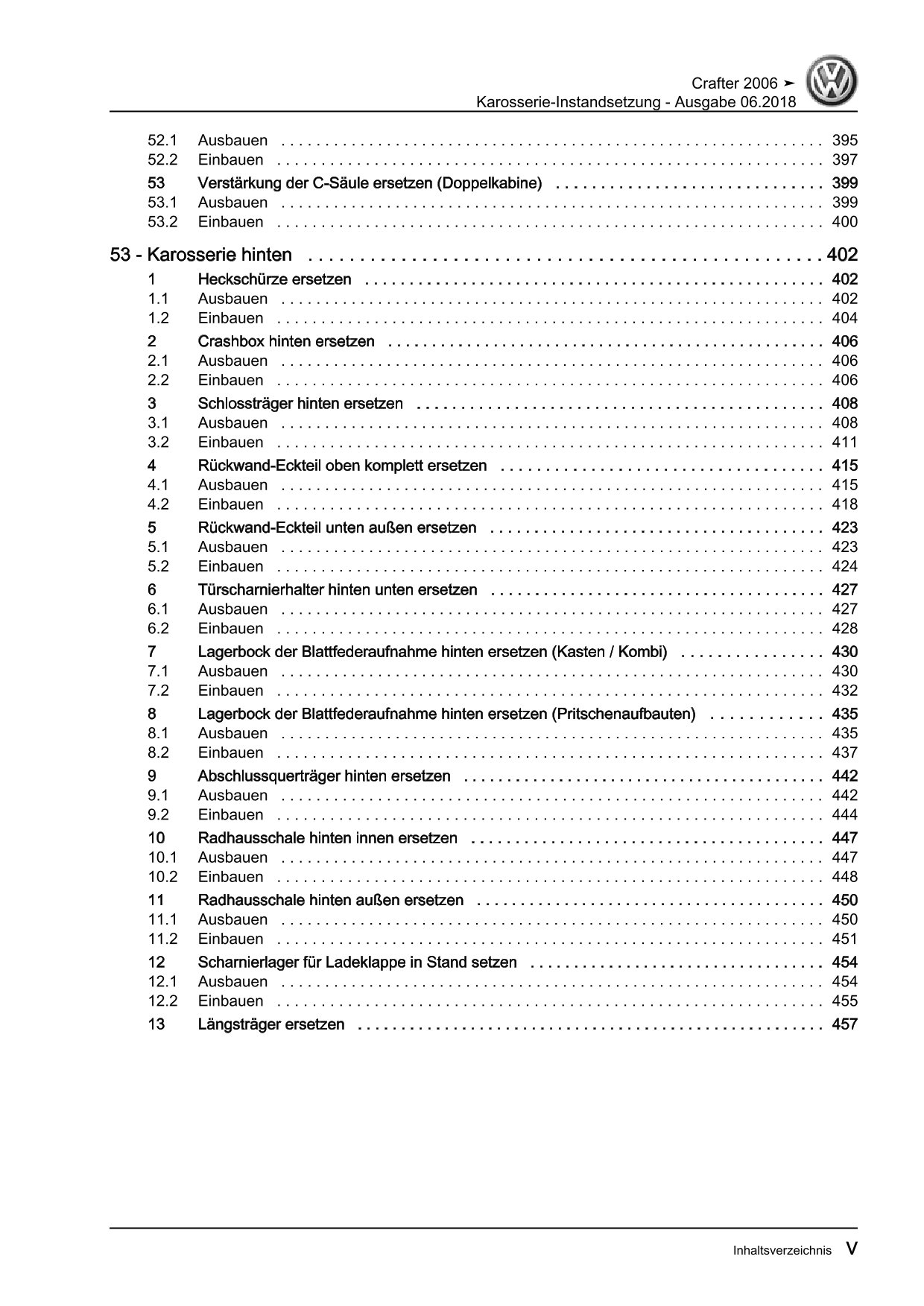 VW Crafter Typ 2E 2006-2016 Karosserie Unfall Instandsetzung Reparaturanleitung