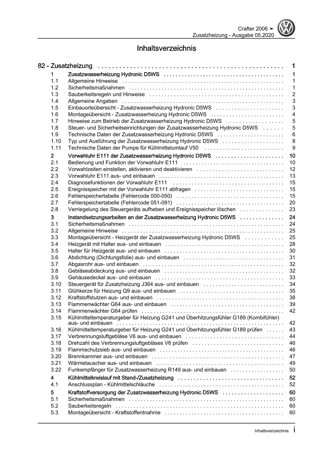 VW Crafter Typ 2E 2006-2016 Standheizung Zusatzheizung Reparaturanleitung
