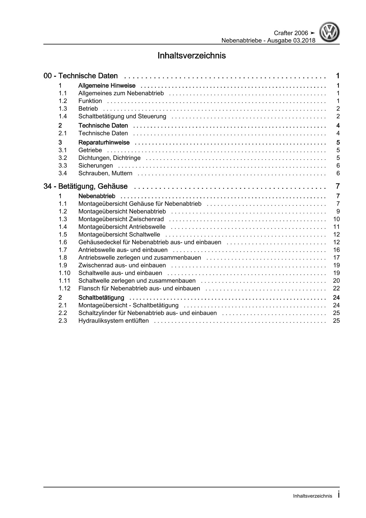 VW Crafter Typ 2E 2006-2016 Nebenabtriebe Getriebe Reparaturanleitung