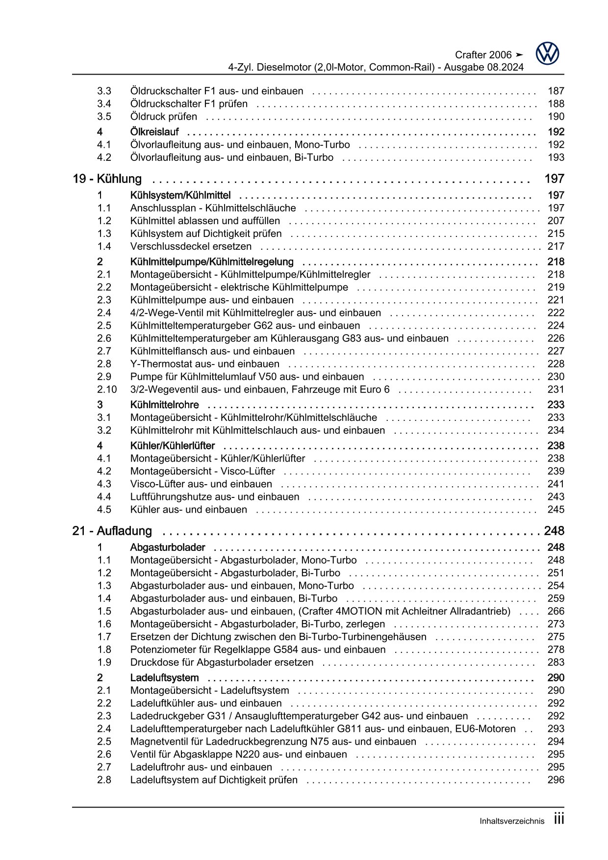 VW Crafter 2E 2006-2016 4-Zyl. Dieselmotor 2,0l 109-163 PS Reparaturanleitung