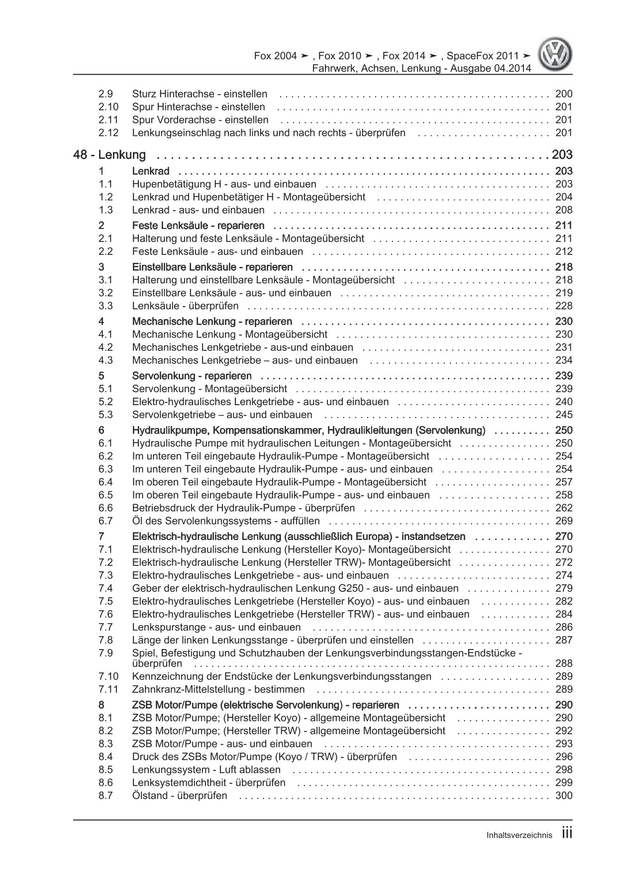 VW Fox Typ 5Z 2005-2011 Fahrwerk Achsen Lenkung Reparaturanleitung