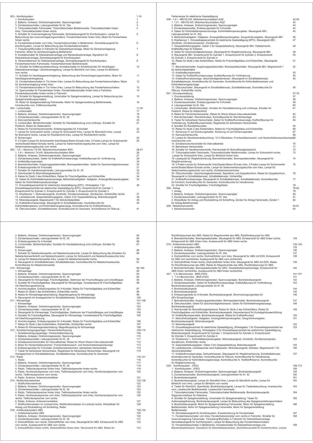 VW Fox Typ 5Z 2003-2007 Schaltplan Stromlaufplan Verkabelung Elektrik Pläne
