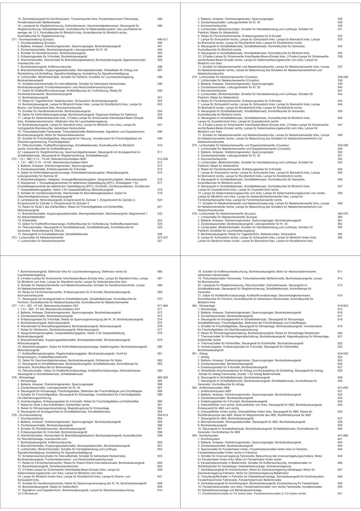 VW Fox Typ 5Z 2003-2007 Schaltplan Stromlaufplan Verkabelung Elektrik Pläne