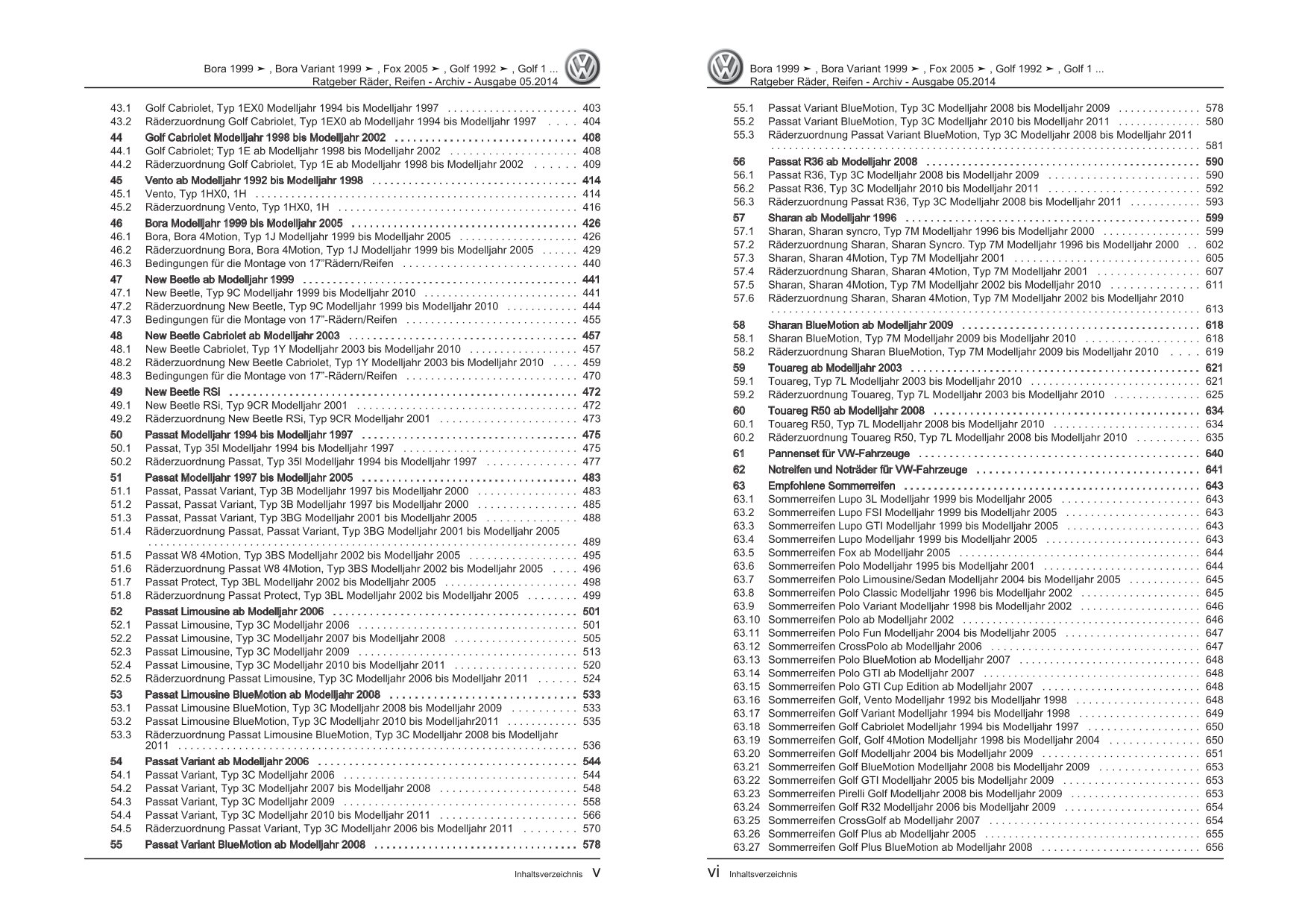 VW Fox Typ 5Z 2005-2011 Ratgeber Räder Reifen Archiv Reparaturanleitung