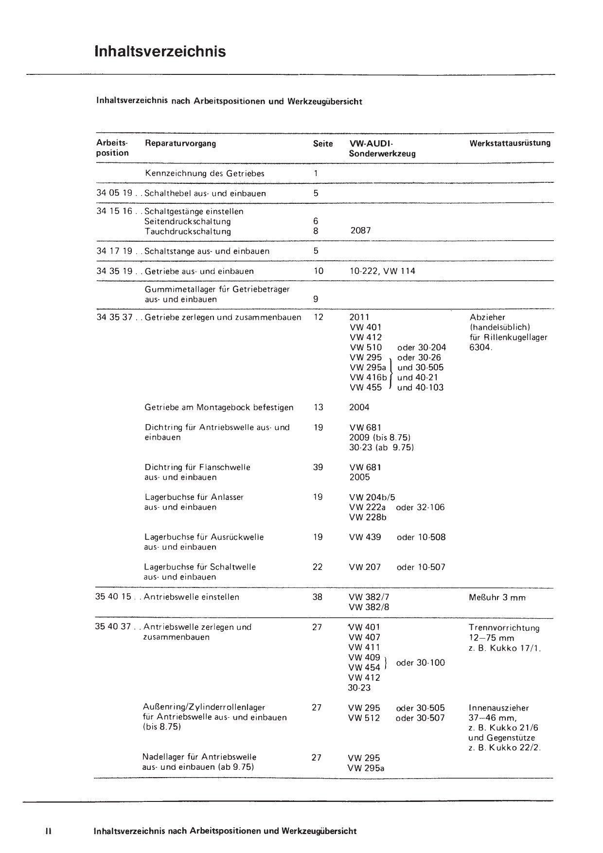 VW Golf 1 Typ 17 1974-1983 4 Gang Schaltgetriebe 084 Kupplung Reparaturanleitung