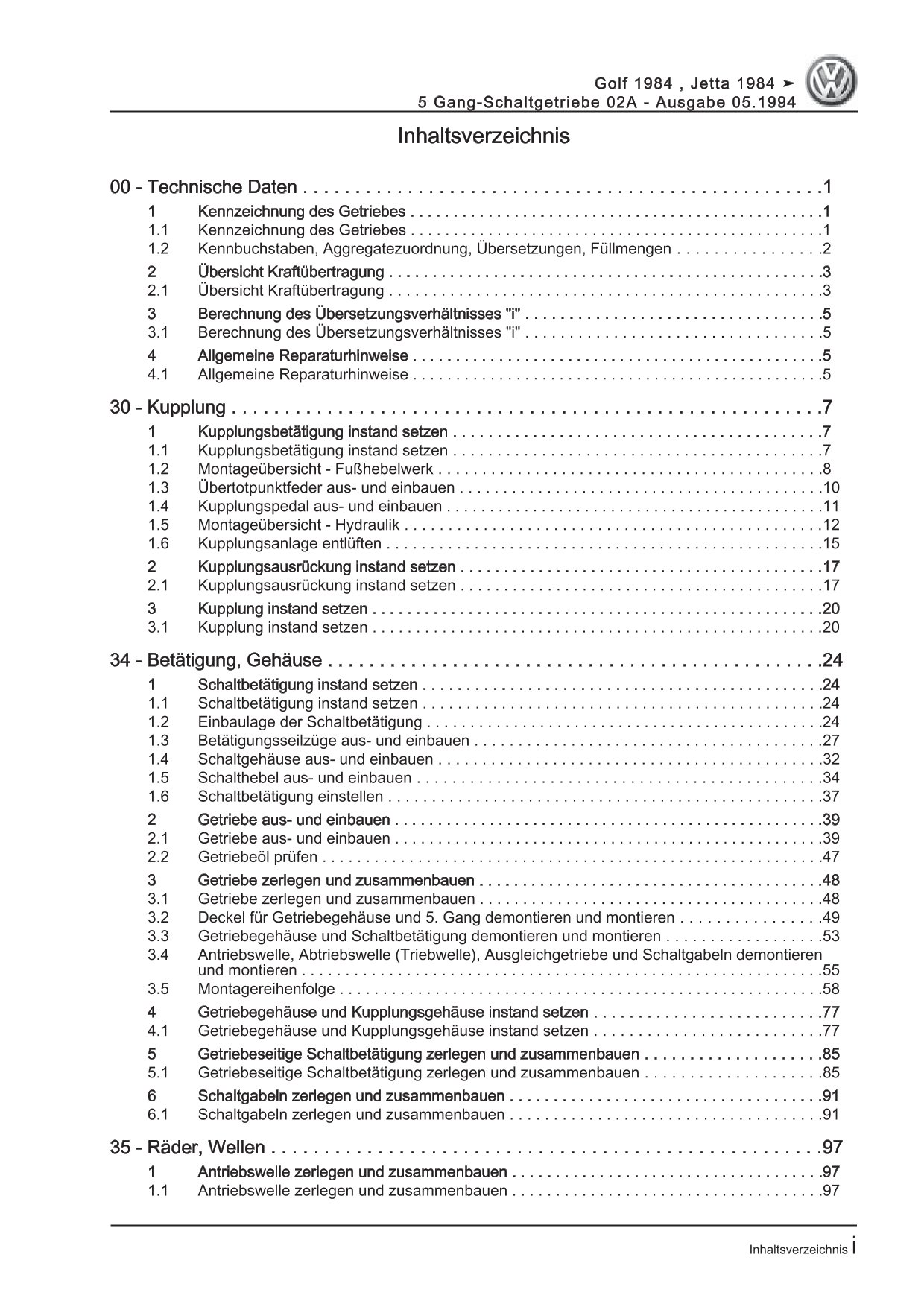 VW Golf 2 Typ 19 1983-1992 5 Gang Schaltgetriebe 02A Kupplung Reparaturanleitung