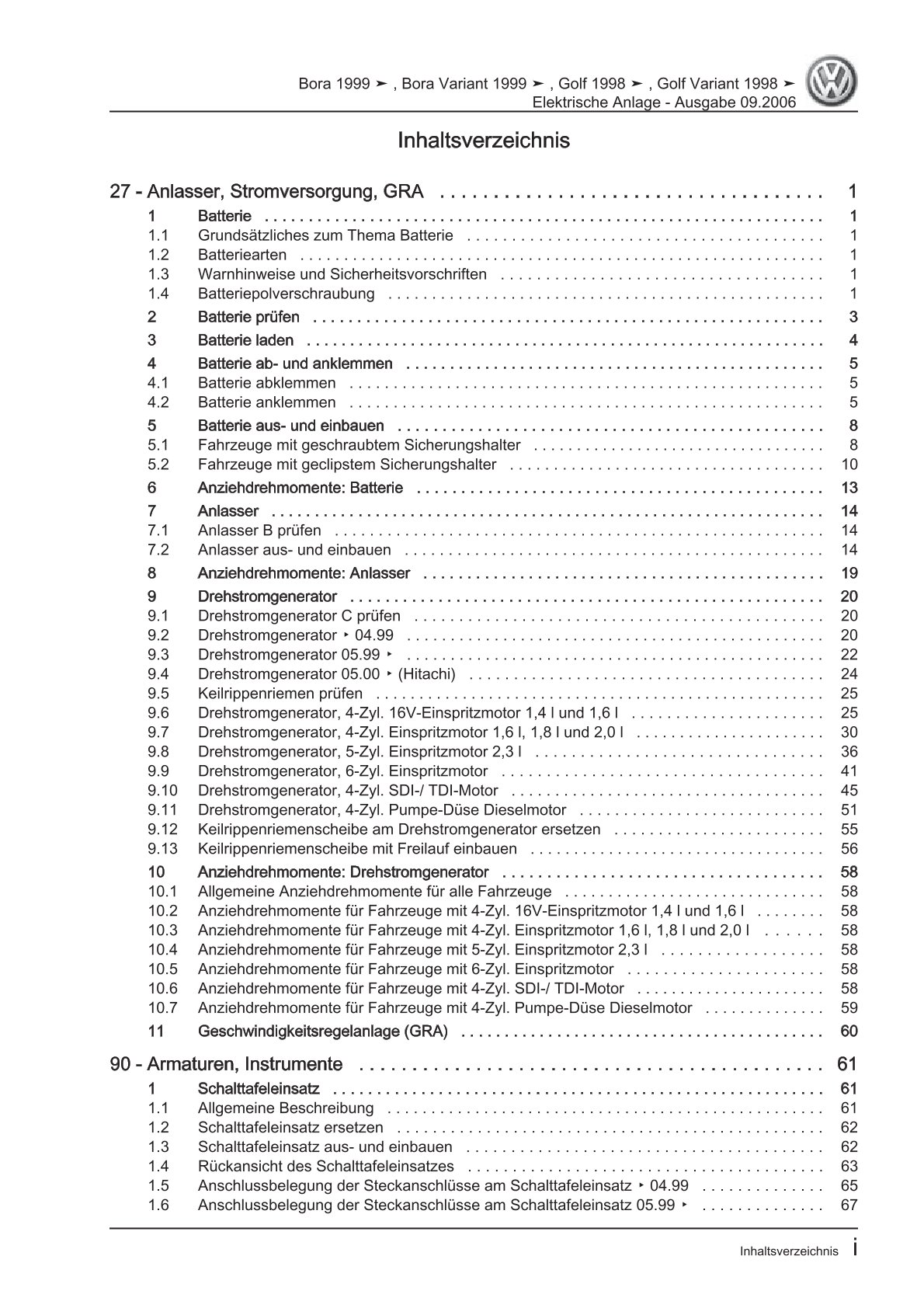 VW Golf 4 1J 1997-2003 Elektrische Anlage Elektrik Systeme Reparaturanleitung
