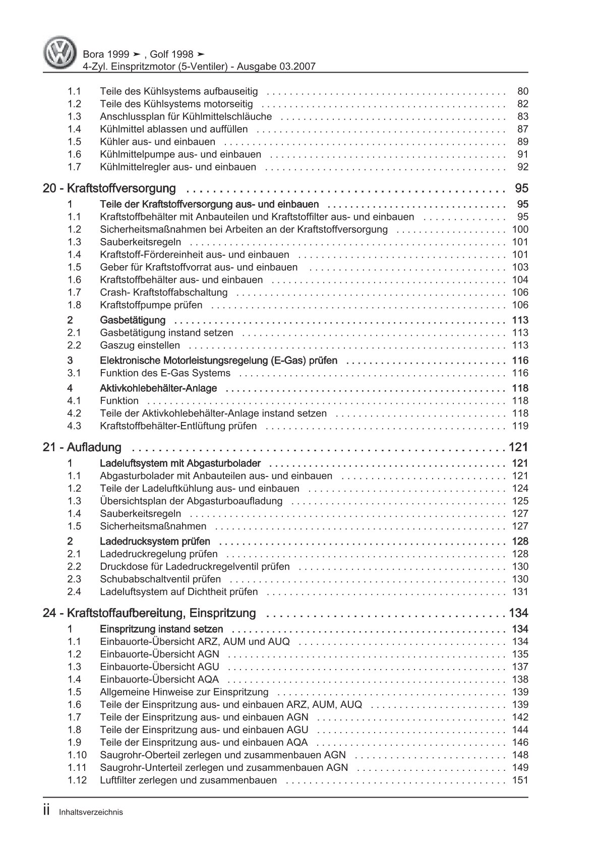 VW Golf 4 Typ 1J 1997-2003 4-Zyl. Benzinmotor 1,8l 125-180 PS Reparaturanleitung