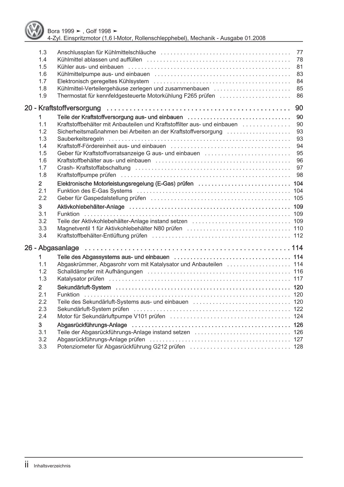 VW Golf 4 Typ 1J 1997-2003 Benzinmotor Mechanik 1,6l 102 PS Reparaturanleitung