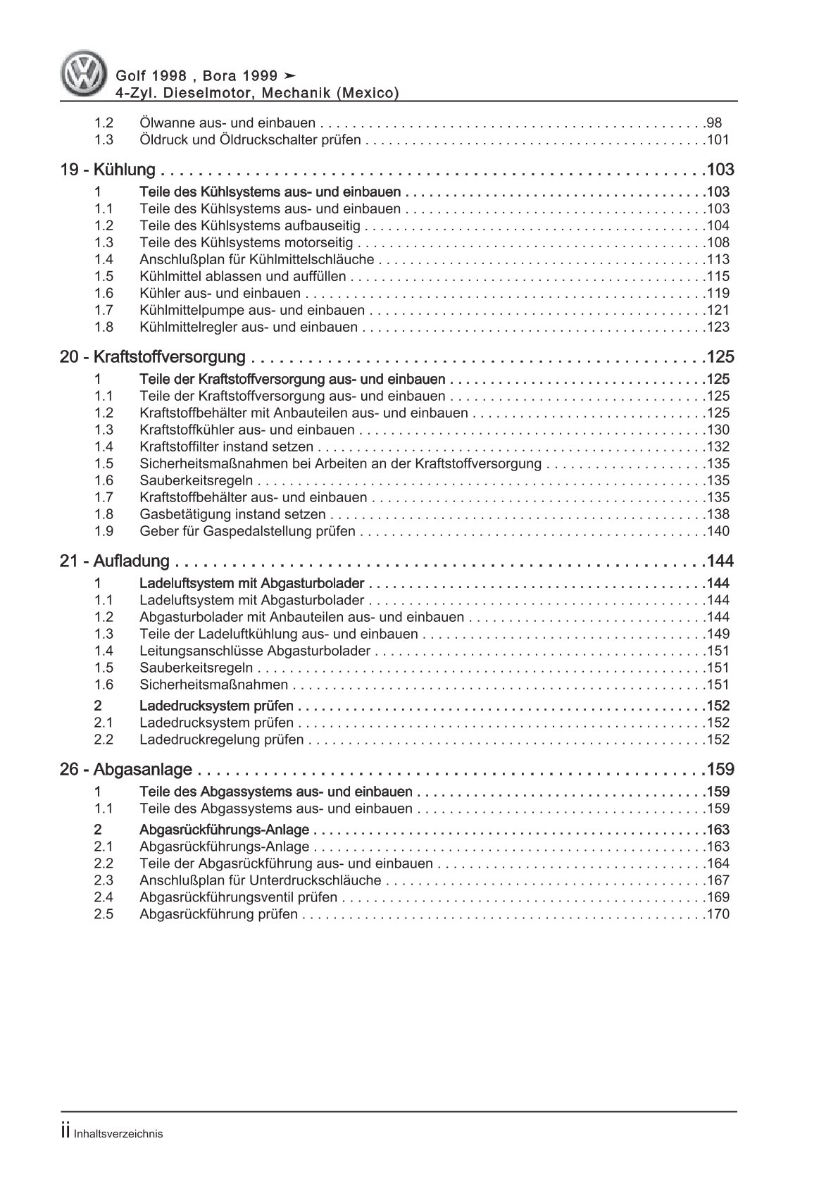VW Golf 4 1J 1997-2003 4-Zyl. Dieselmotor Mechanik 1,9l 90 PS Reparaturanleitung