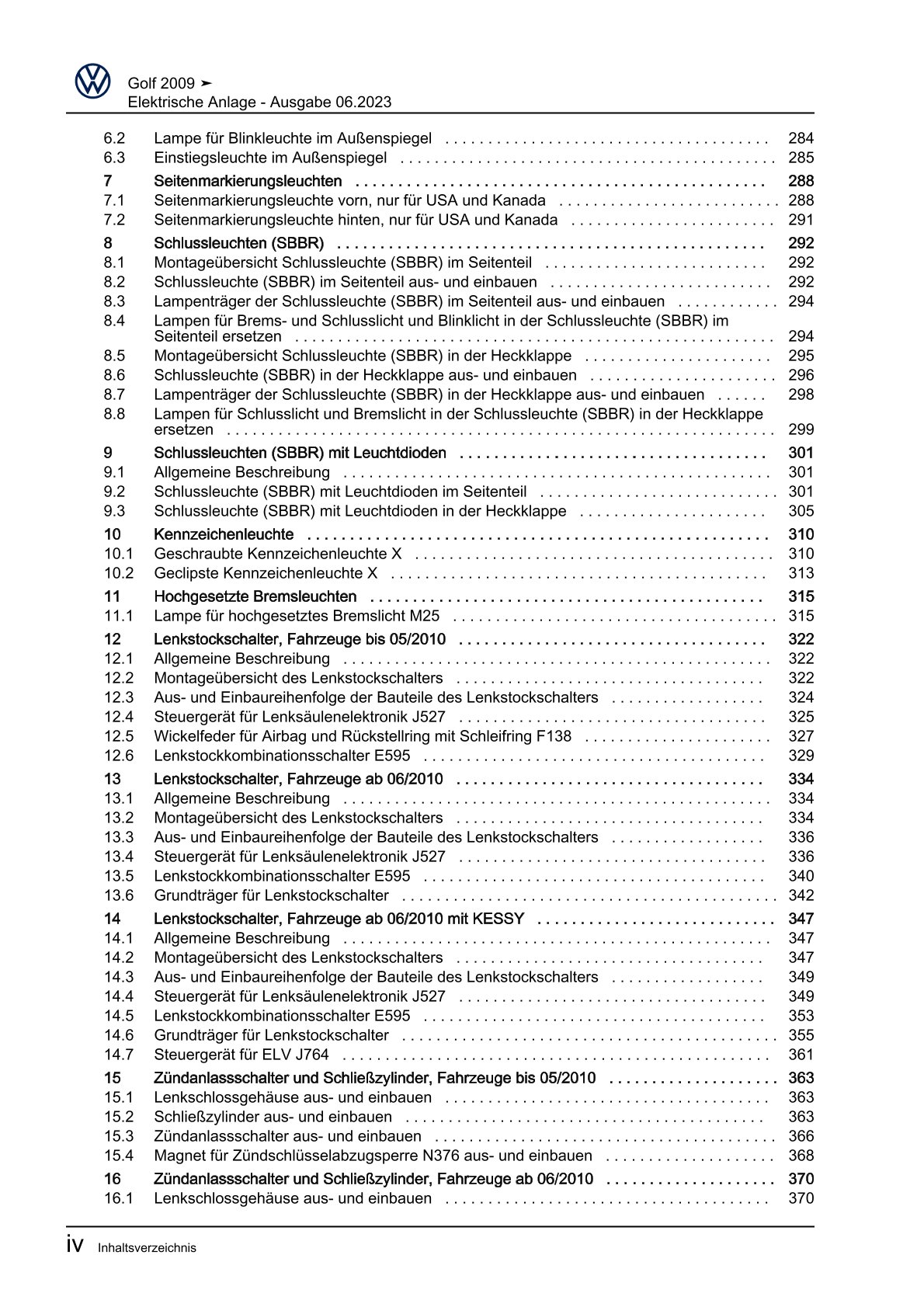 VW Golf 6 5K 2008-2012 Elektrische Anlage Elektrik Systeme Reparaturanleitung