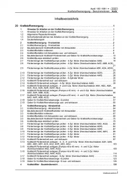 Audi 100 Typ 4A 1990-1997 Kraftstoffversorgung Benzinmotoren Reparaturanleitung