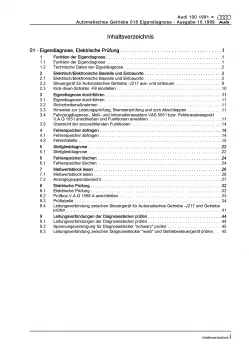 Audi 100 Typ 4A 1990-1997 Eigendiagnose Automatikgetriebe 018 Reparaturanleitung