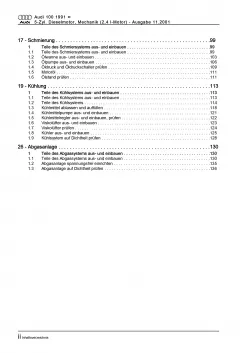 Audi 100 4A 1990-1997 5-Zyl. Dieselmotor 82 PS Mechanik Reparaturanleitung PDF